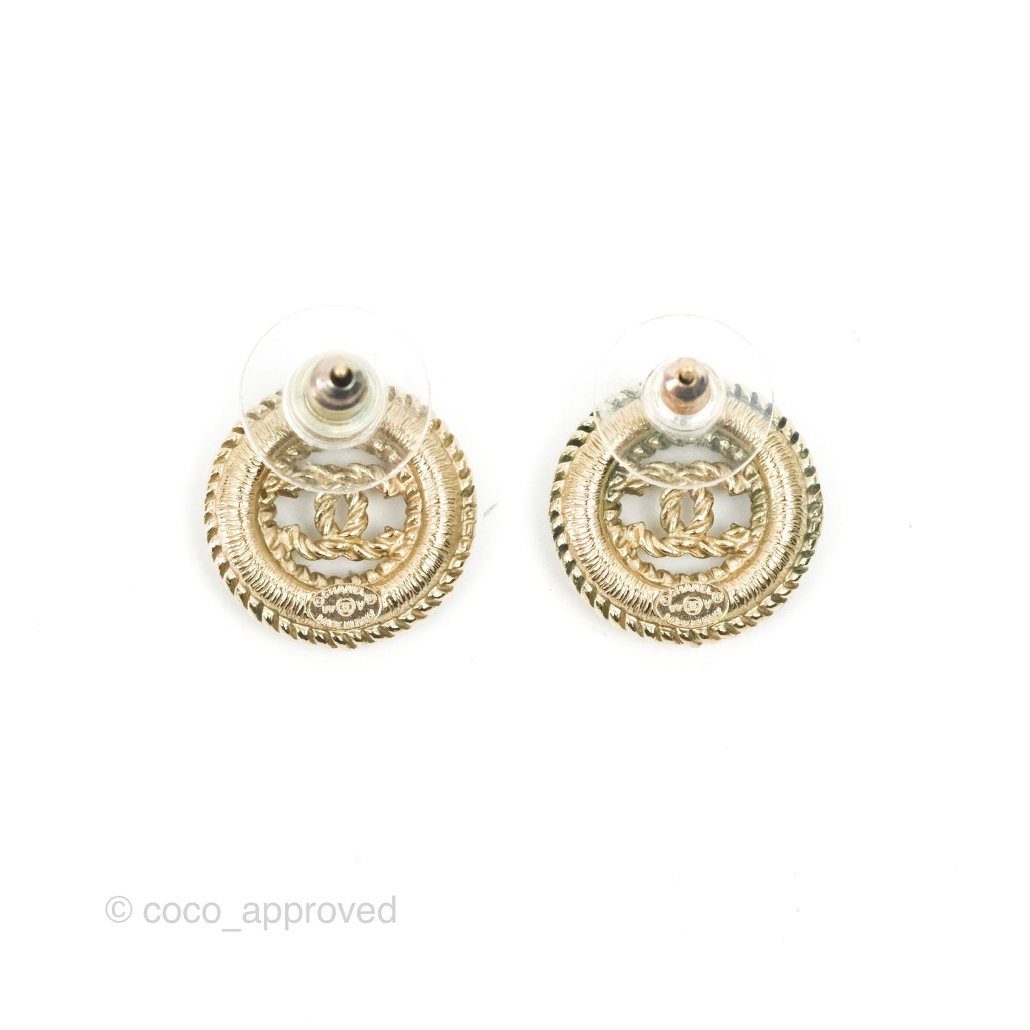 Chanel CC Twisted Round Earrings Gold Tone 17V