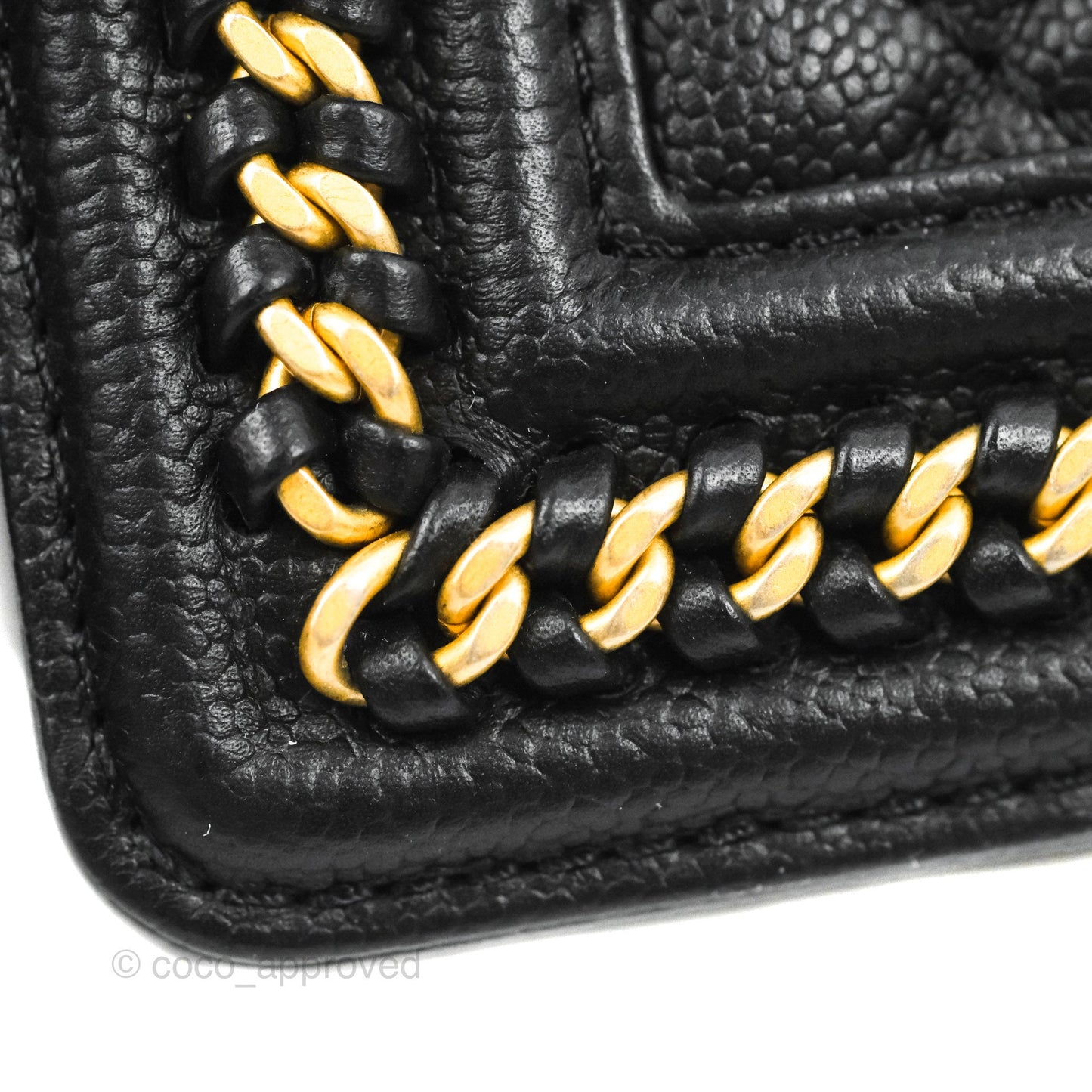 Chanel Small Boy Chain Around Black Caviar Gold Hardware