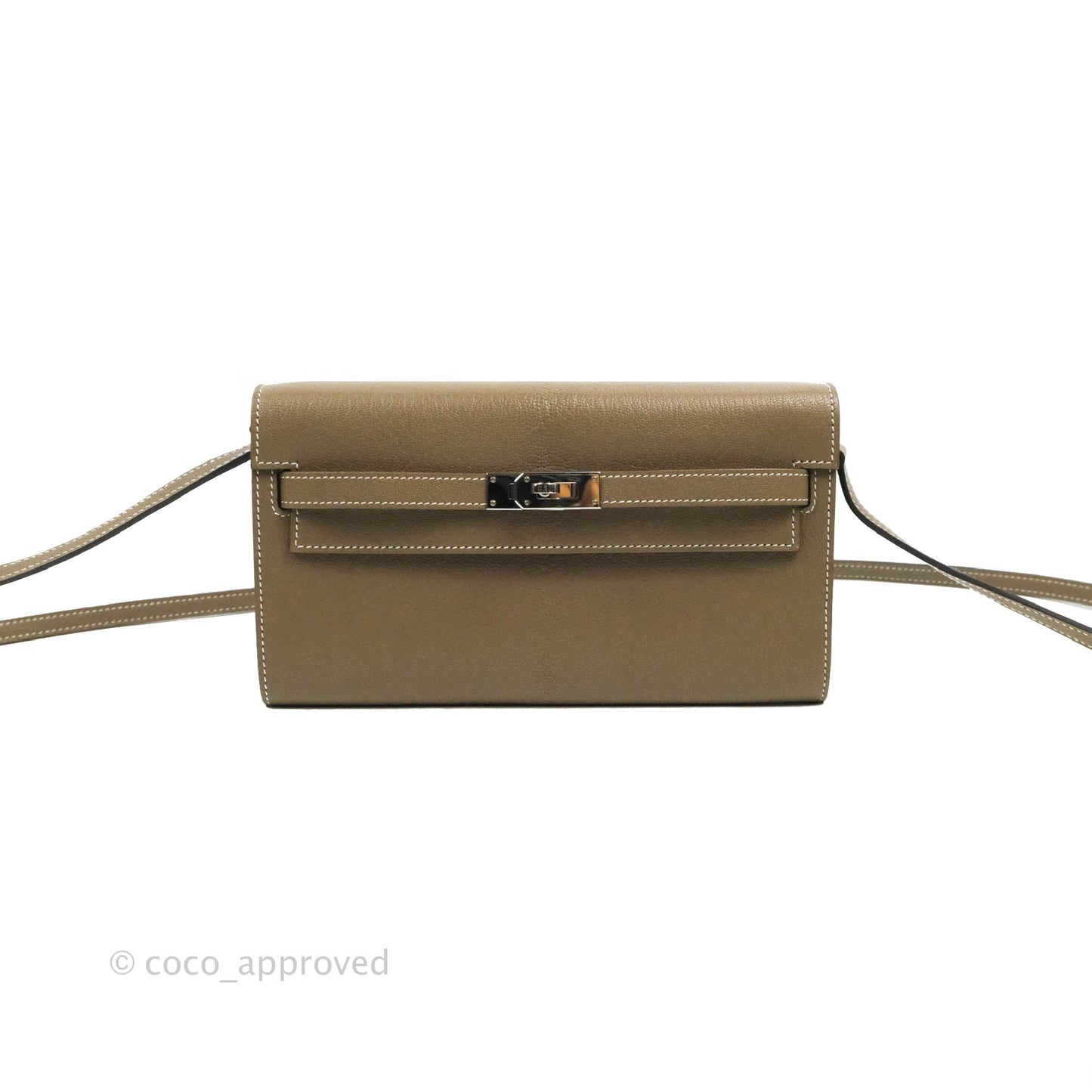Hermès Kelly To Go Wallet Etoupe Chevre Mysore Palladium Hardware