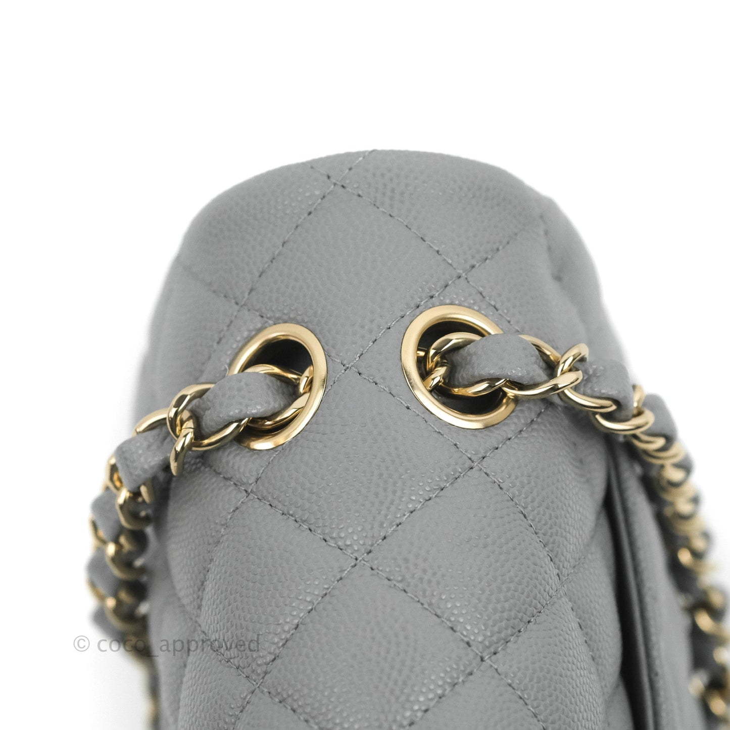 Chanel Small Classic Quilted Flap Grey Caviar Gold Hardware 20C