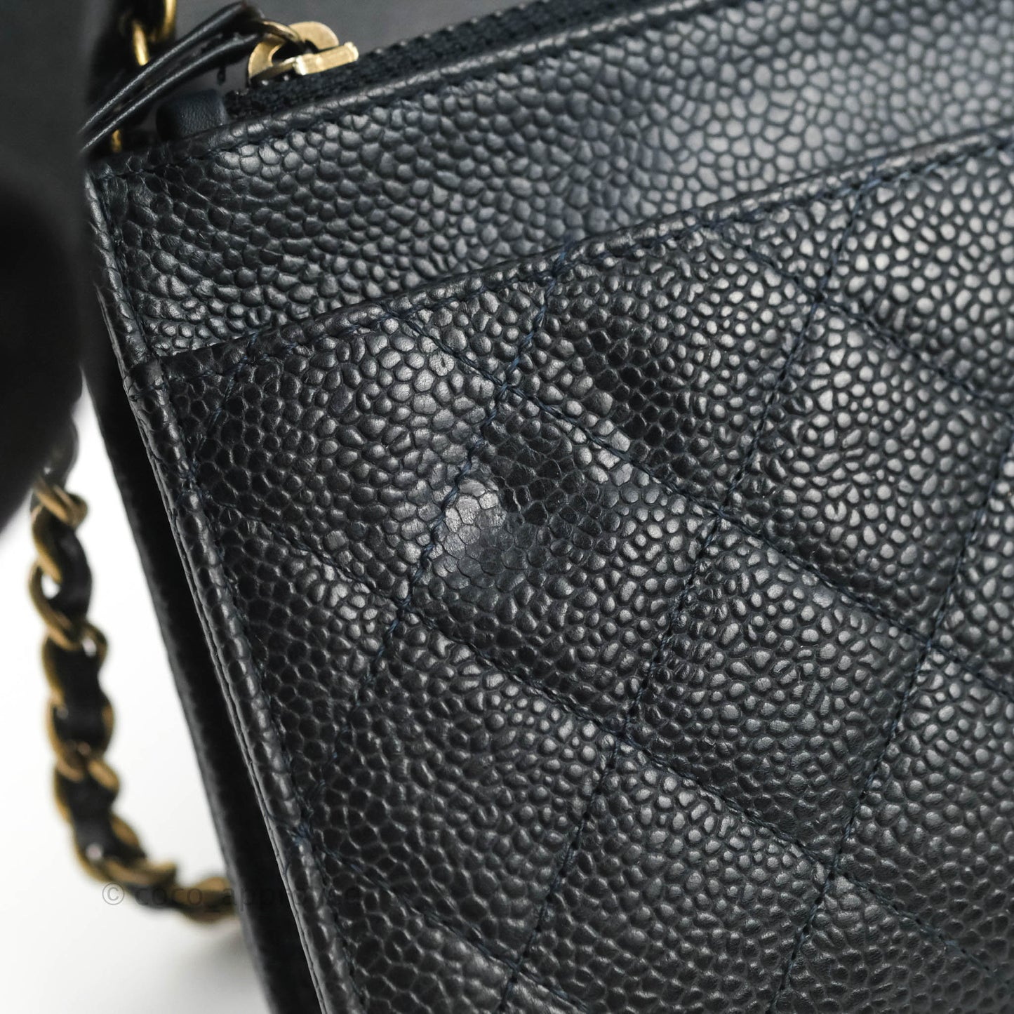 Chanel Boy Wallet on Chain WOC Ver Dark Navy Caviar Aged Gold Hardware