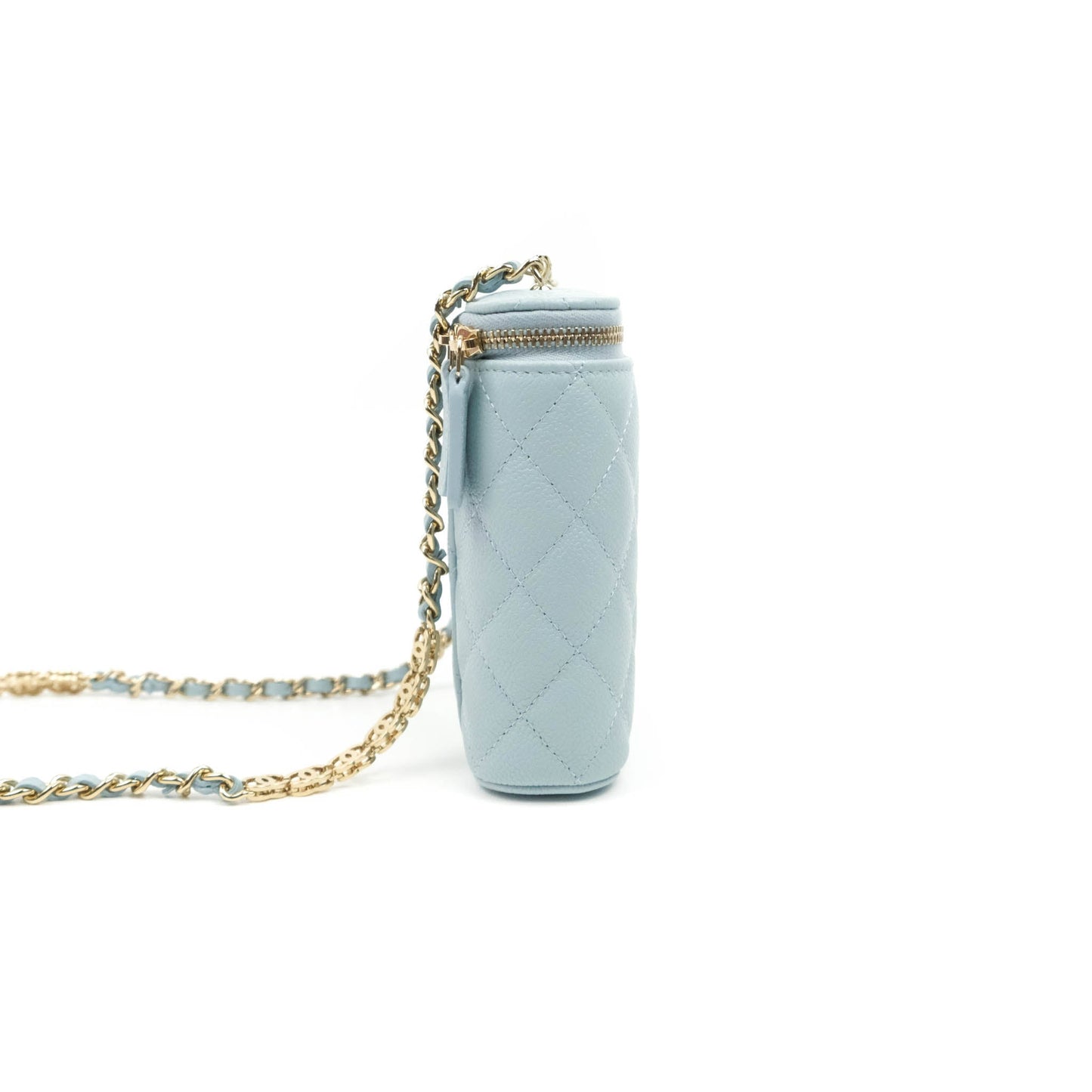 Chanel Classic Mini Vanity With Chain Light Blue Caviar Gold Hardware
