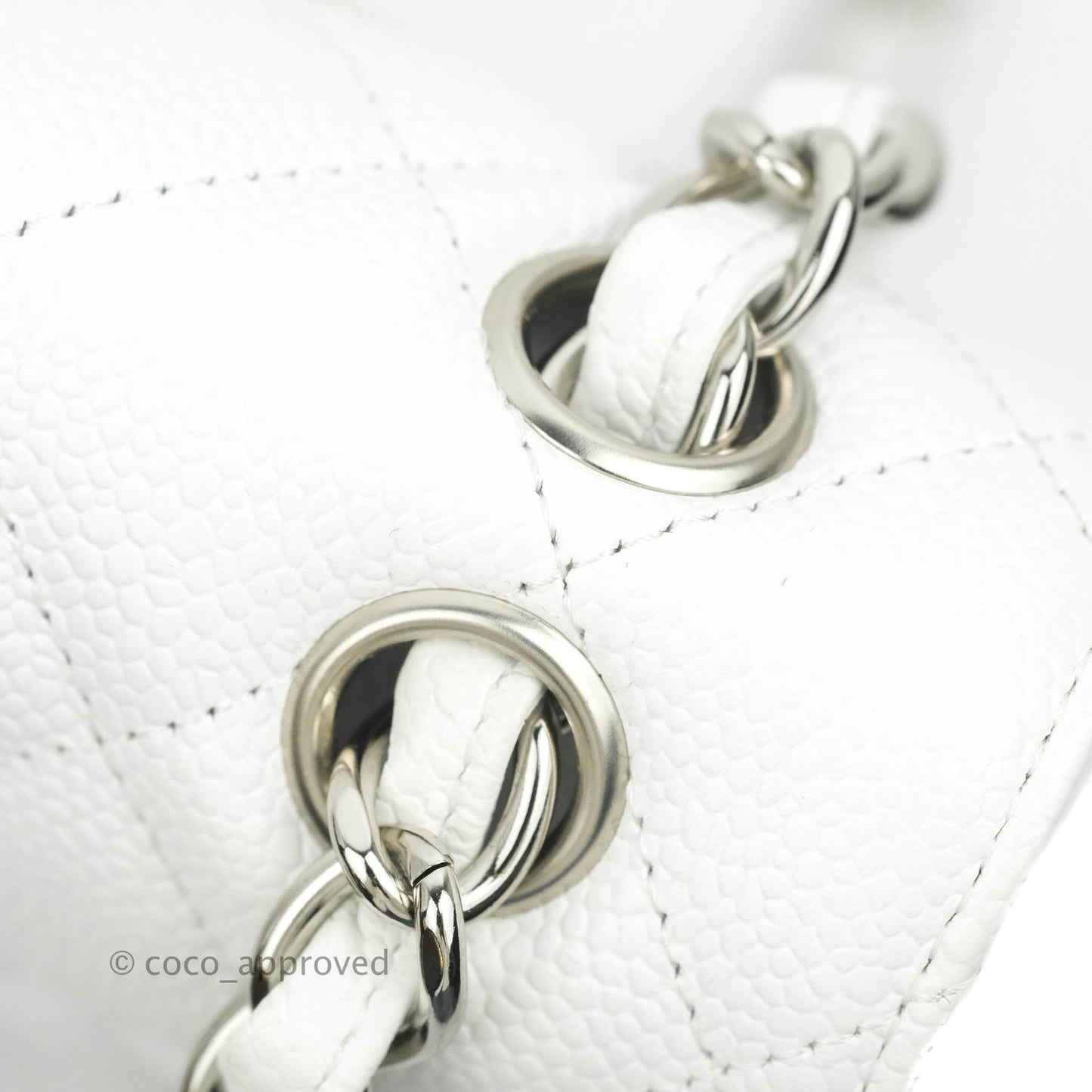 Chanel Jumbo Double Flap White Caviar Silver Hardware⁣⁣