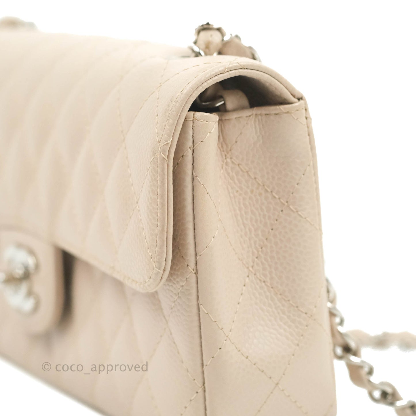 Chanel Quilted East West Flap Pale Pink Caviar Silver Hardware