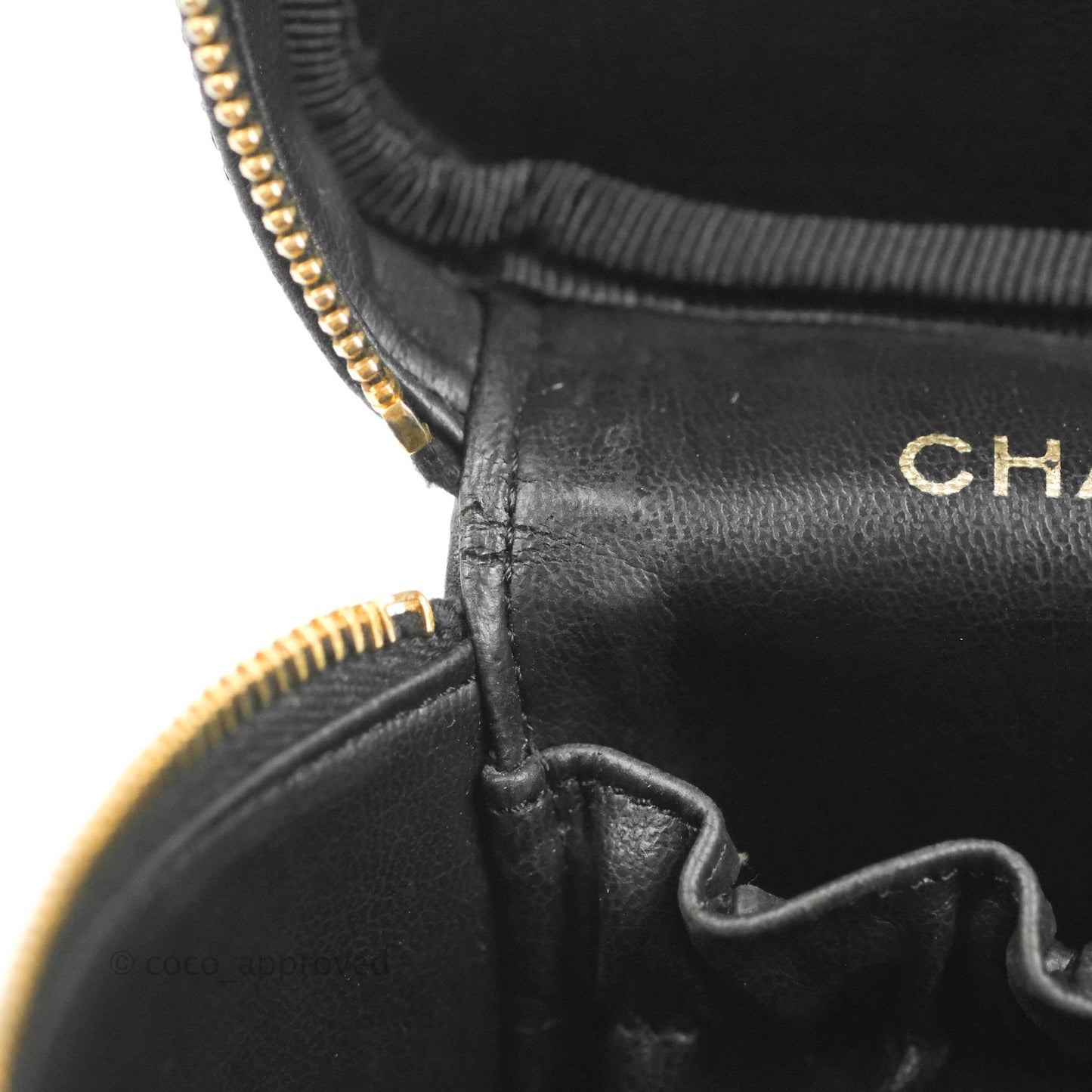 Chanel Vintage Vanity Case Black Caviar Gold Hardware