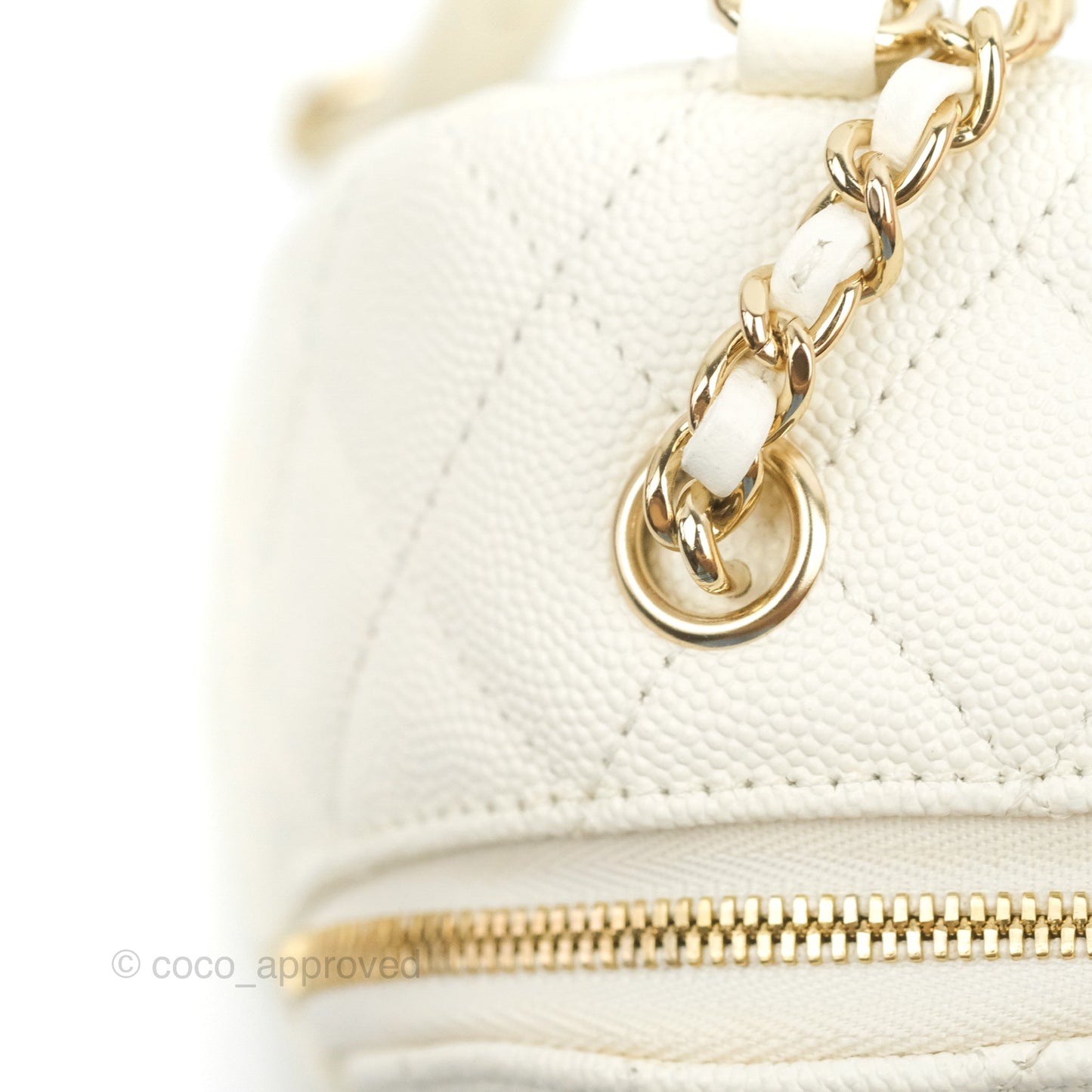 Chanel Quilted Small CC Day Backpack Ivory Caviar Gold Hardware