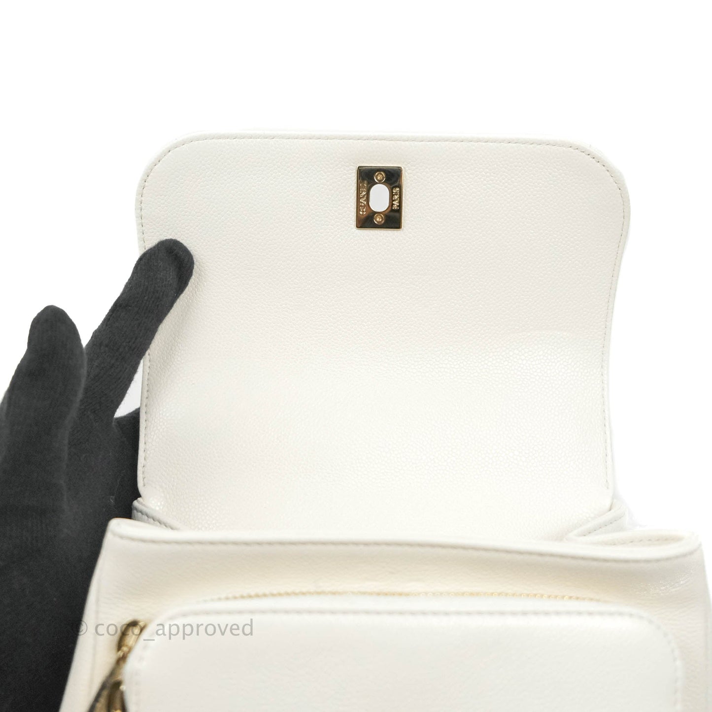Chanel Quilted Small Business Affinity Flap White Caviar Gold Hardware
