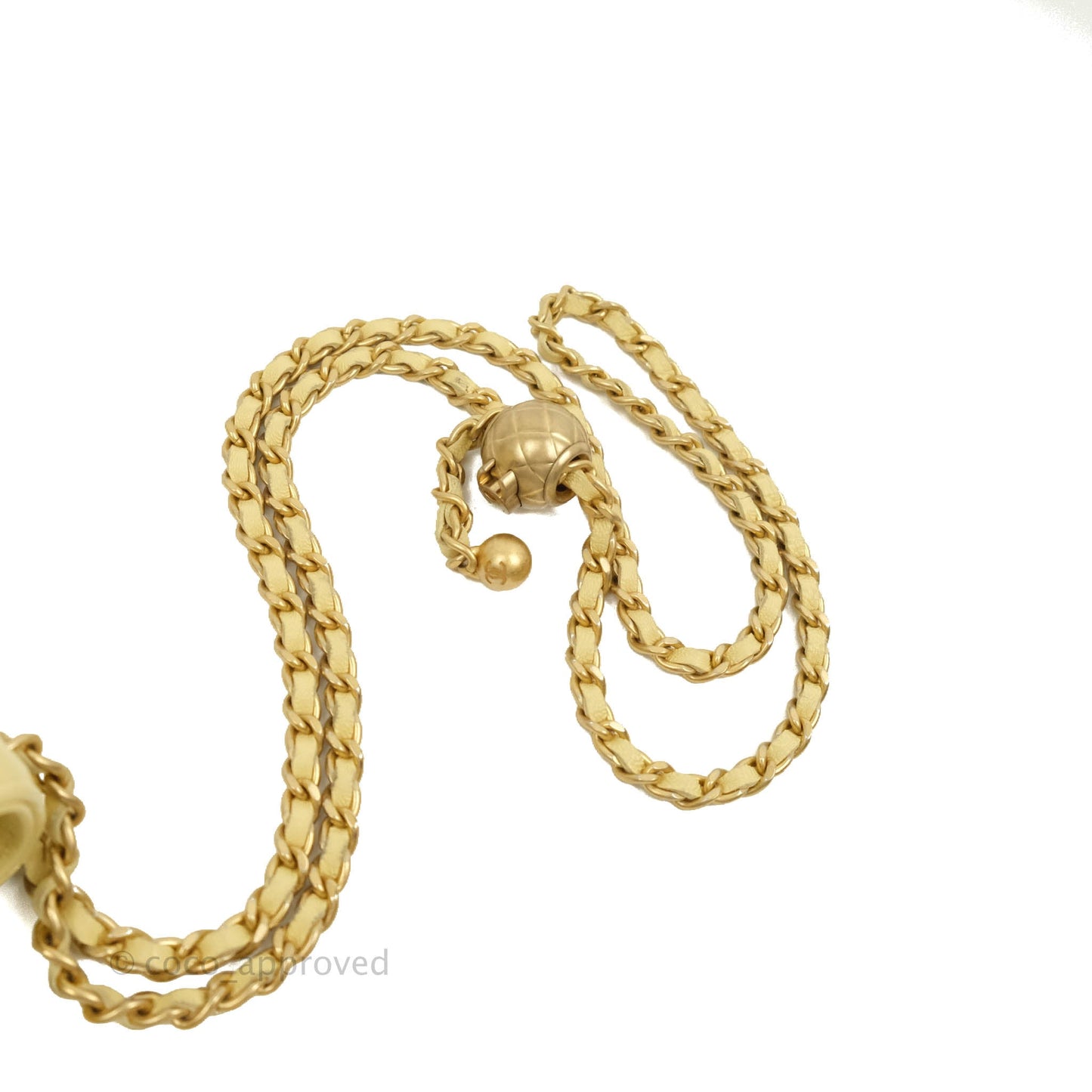 Chanel Quilted Pearl Crush Phone Holder With Chain Yellow Lambskin