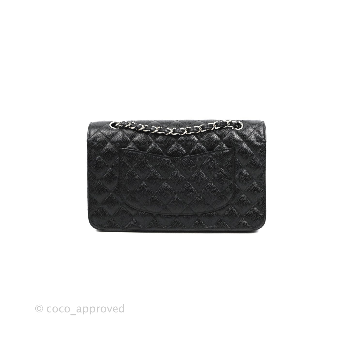 Chanel Classic M/L Medium Flap Quilted Black Caviar Silver Hardware