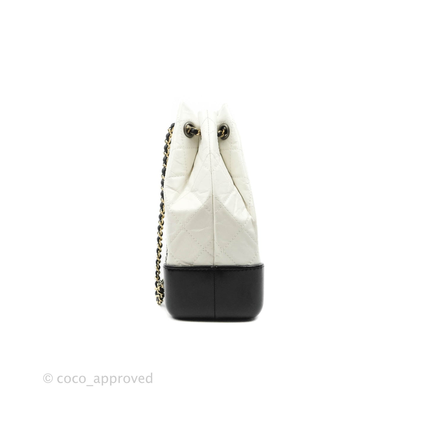 Chanel Small Gabrielle Backpack White Black Aged Calfskin