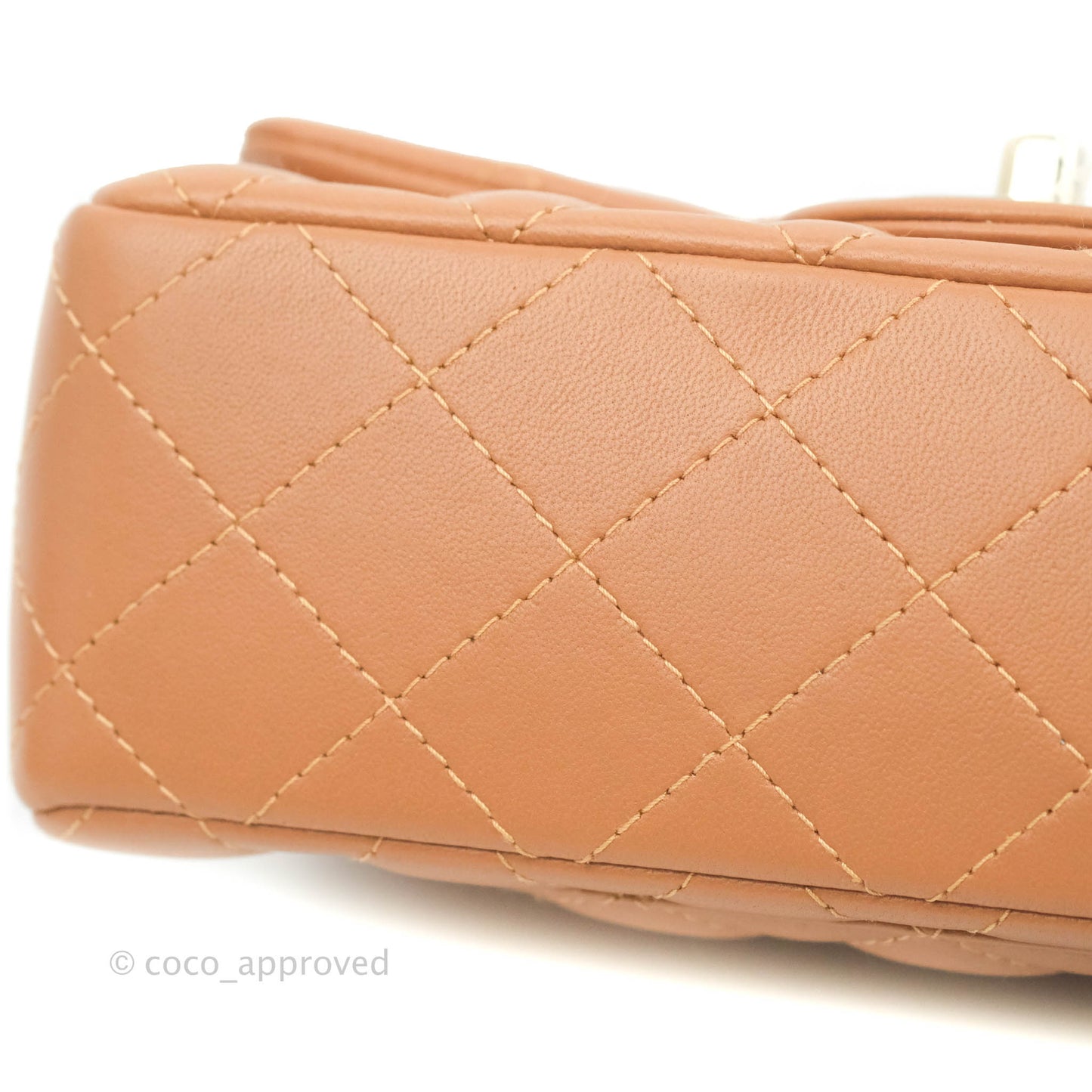 Chanel Quilted Mini Rectangular Flap Caramel Lambskin Gold Hardware 22S