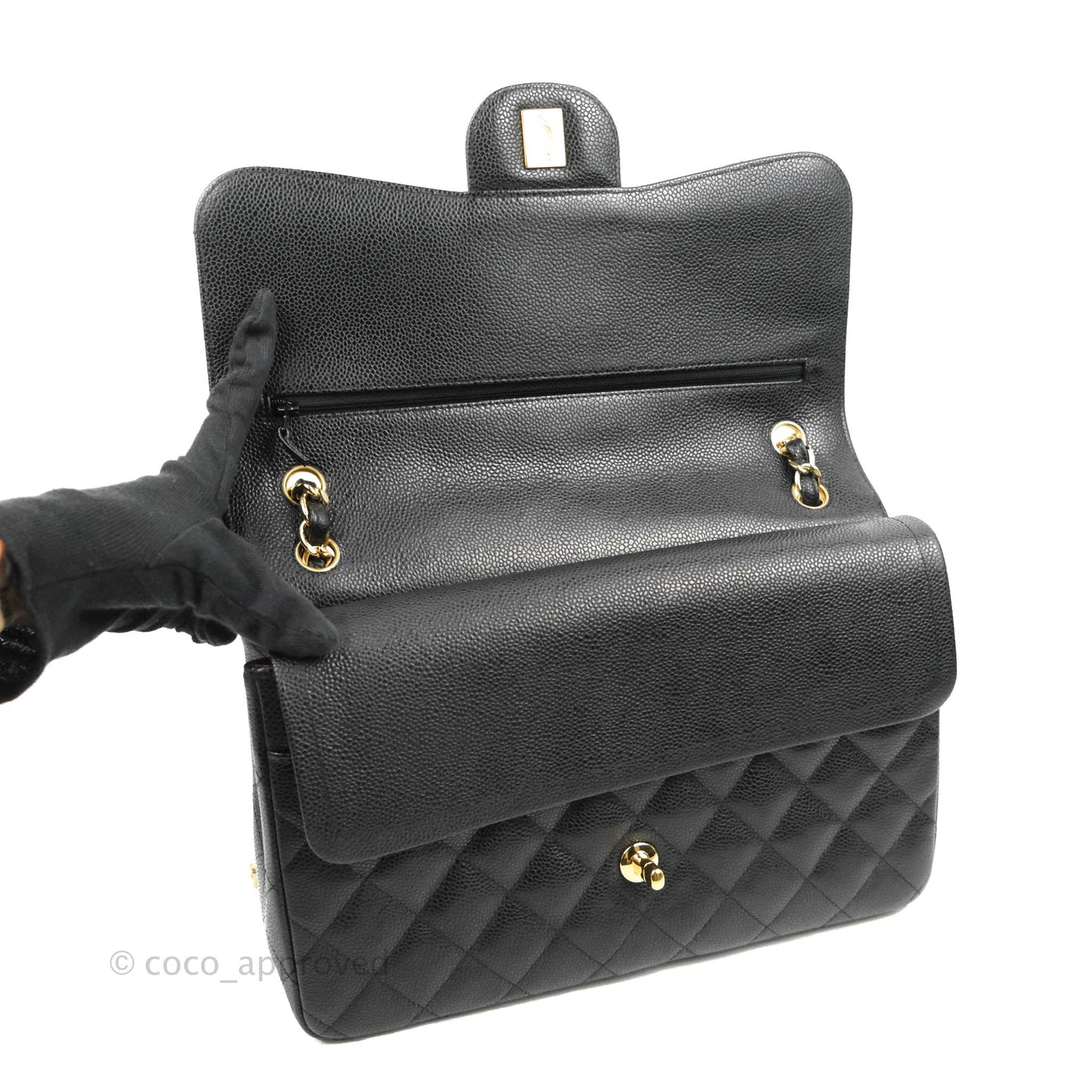 Chanel Jumbo Double Flap Black Caviar Gold Hardware⁣⁣