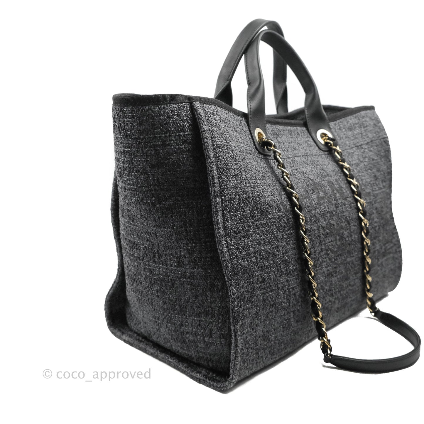 Chanel Canvas Deauville Large Tote Charcoal Grey