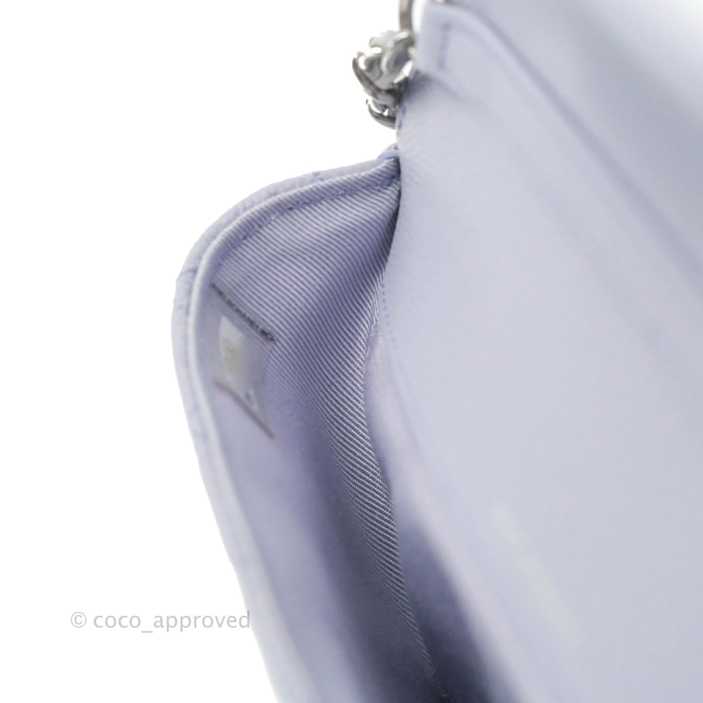 Chanel Quilted Case With Chain Lilac Caviar Silver Hardware