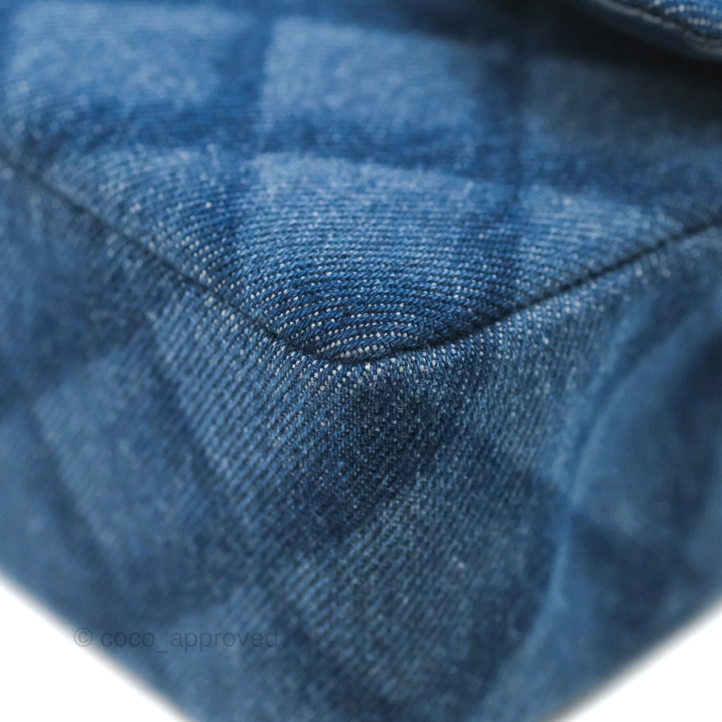 Chanel M/L Quilted Medium Double Flap Blue Printed Denim