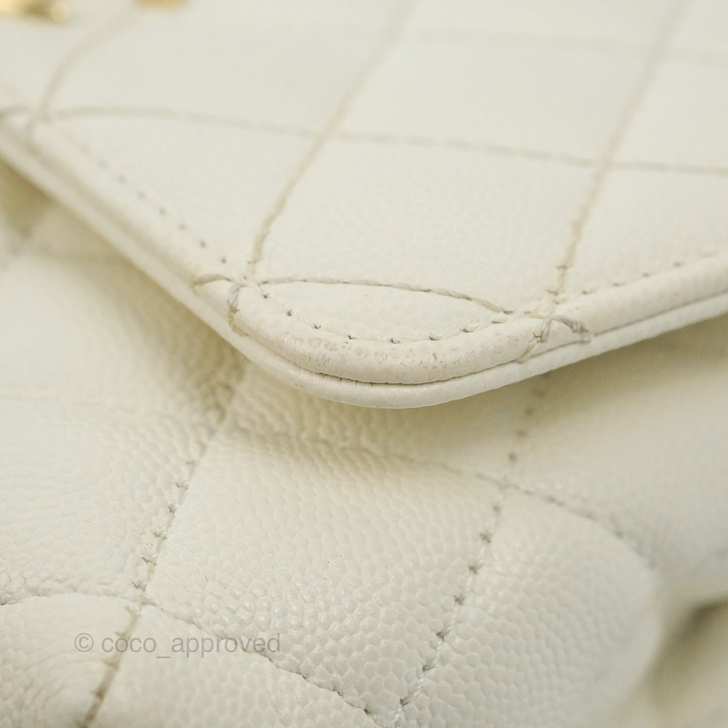 Chanel Mini Coco Handle Quilted Ivory Caviar Gold Hardware
