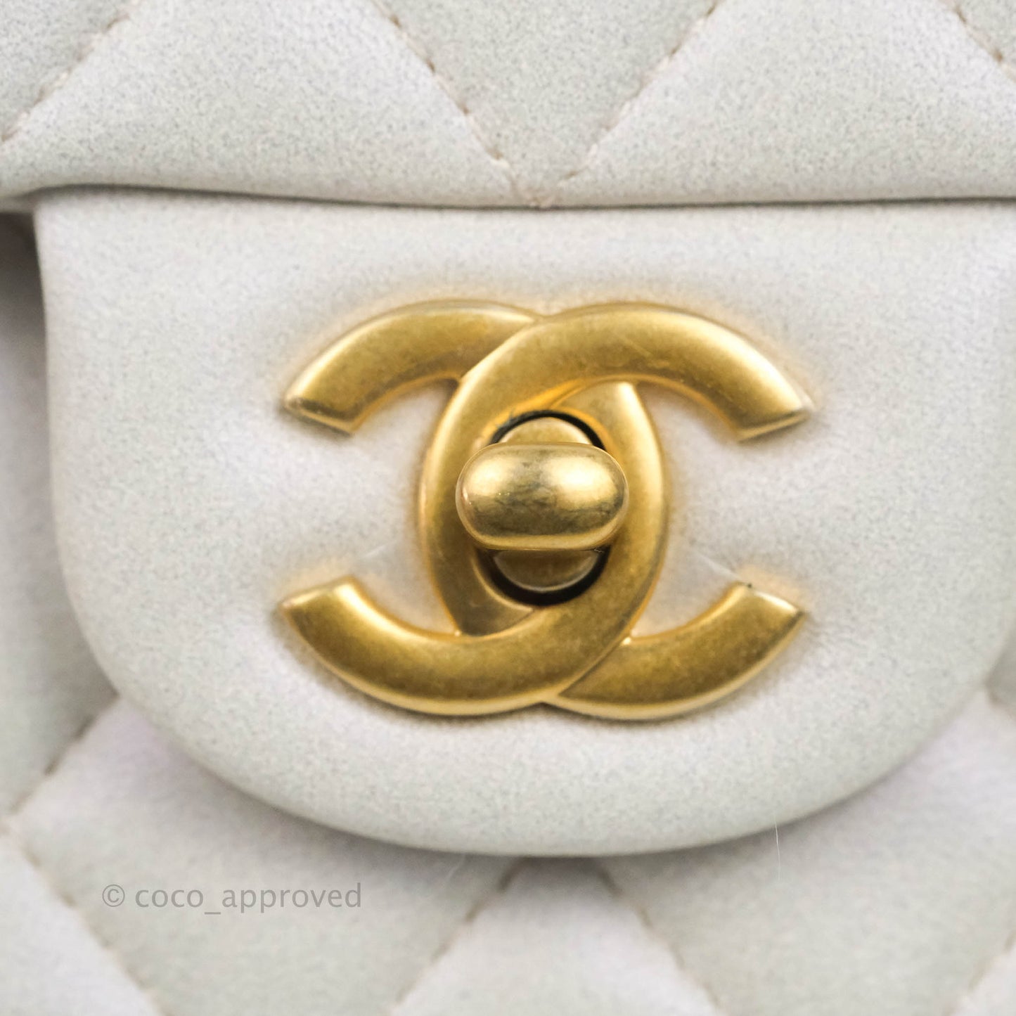 Chanel Top Handle Mini Rectangular Flap Bag Iridescent White Lambskin Gold Hardware