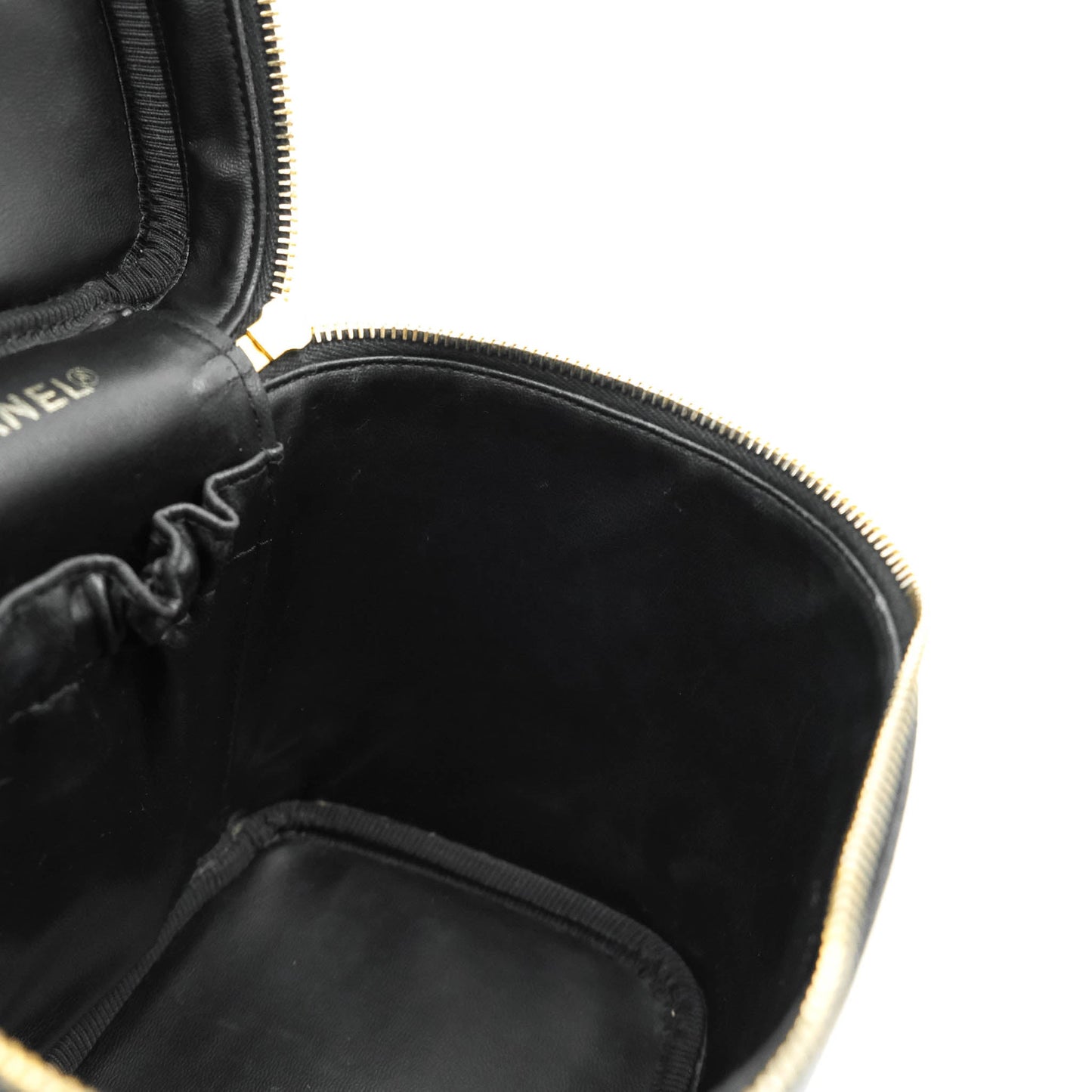 Chanel Vintage Vanity Case Black Caviar Gold Hardware