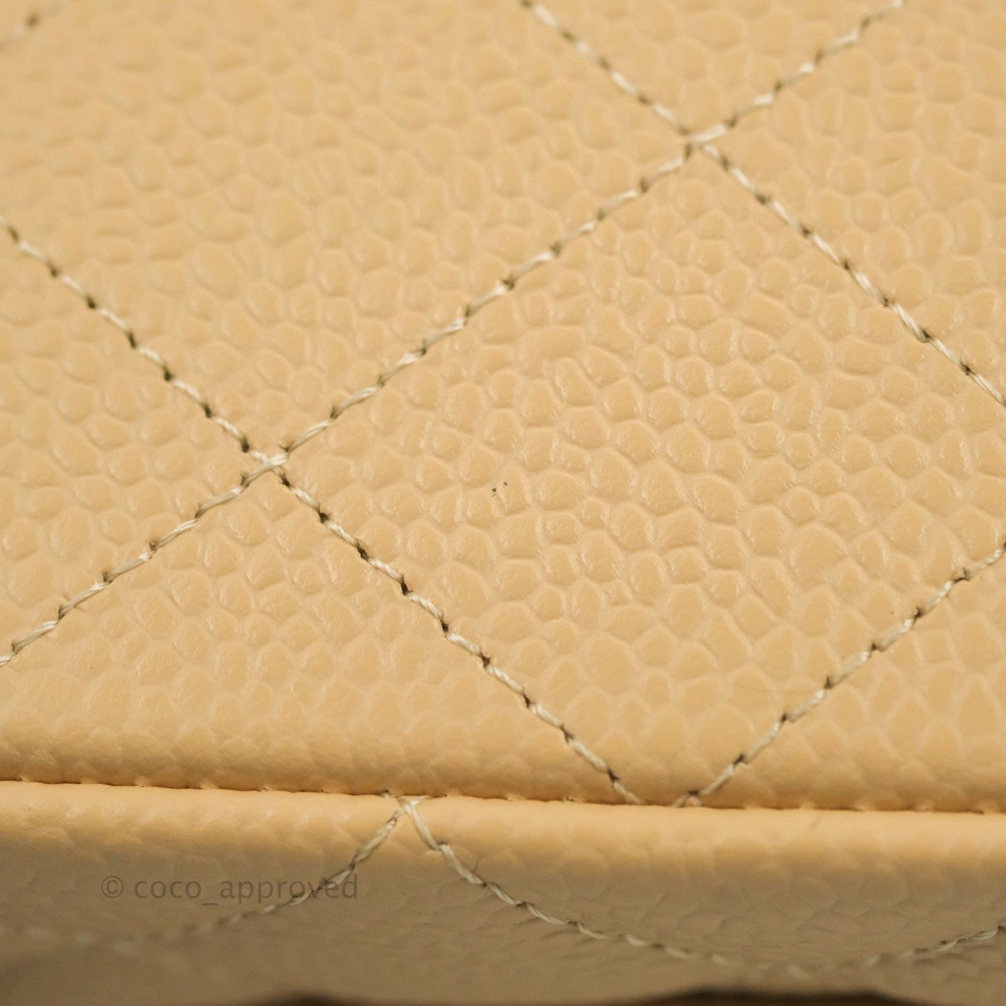 Chanel Classic M/L Medium Flap Quilted Beige Caviar Gold Hardware