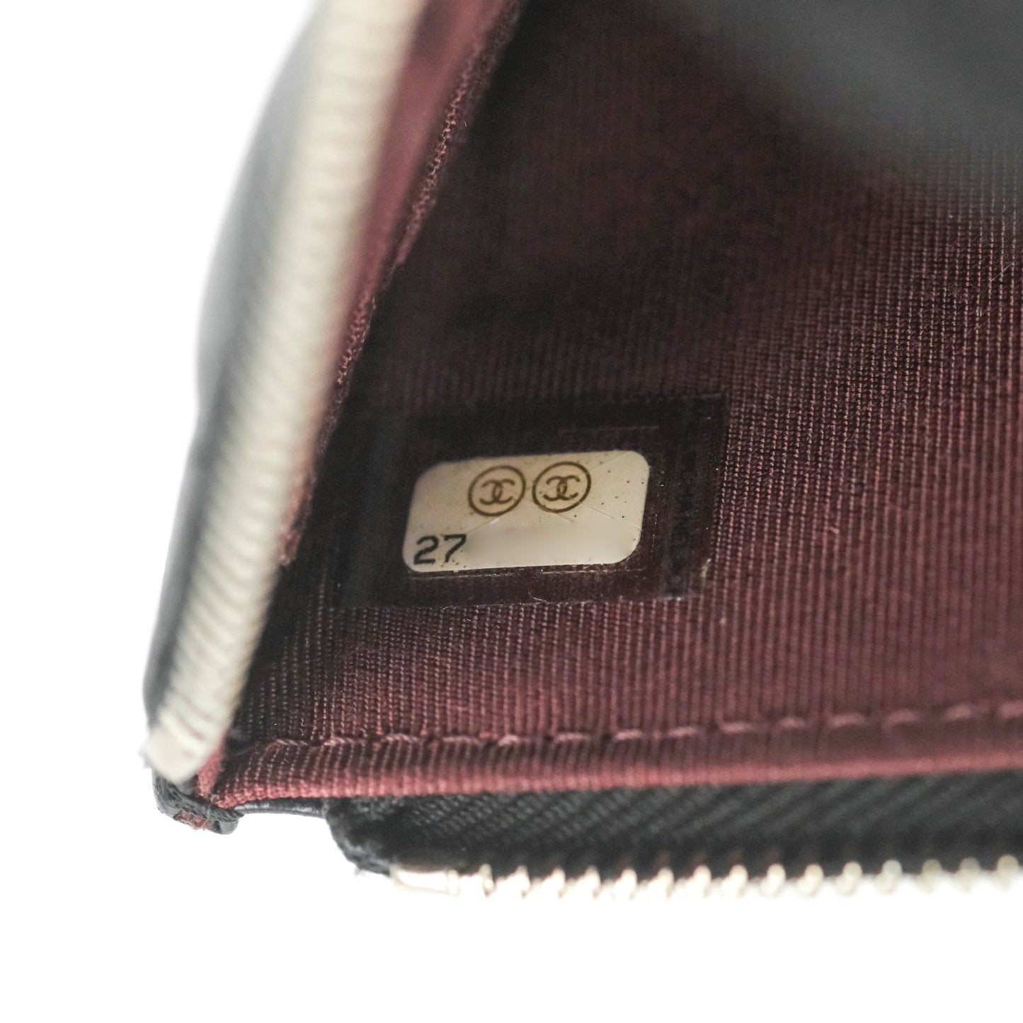 Chanel Classic Zip Pouch Glitter CC Black Lambskin Silver Hardware
