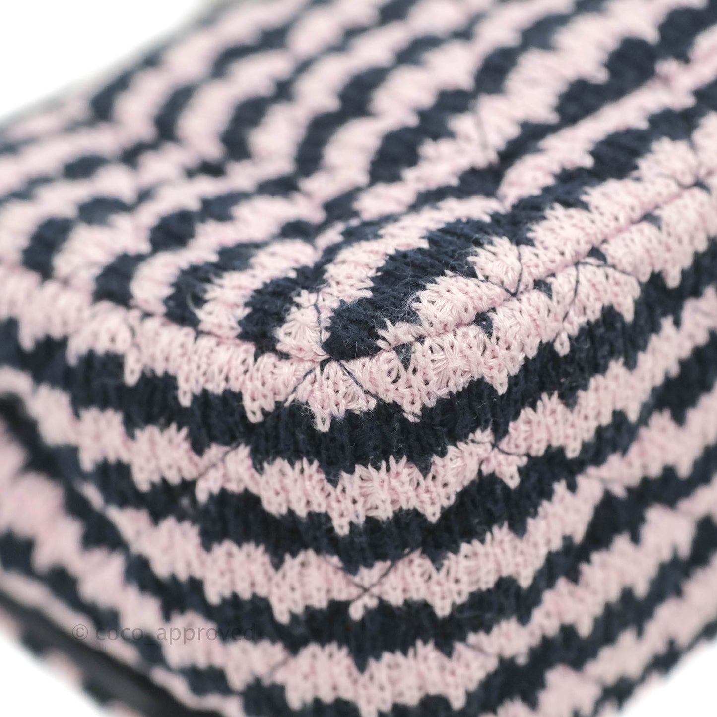 Chanel Mini Rectangular Flap Bag Navy Pink Striped Tweed Silver Hardware