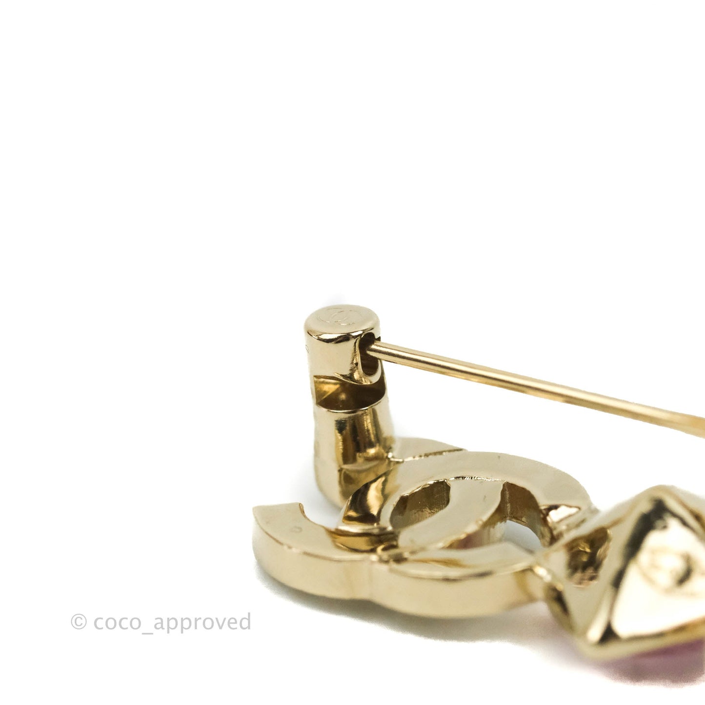 Chanel I Love CC Pink Heart Pearl Brooch Gold Tone 22B