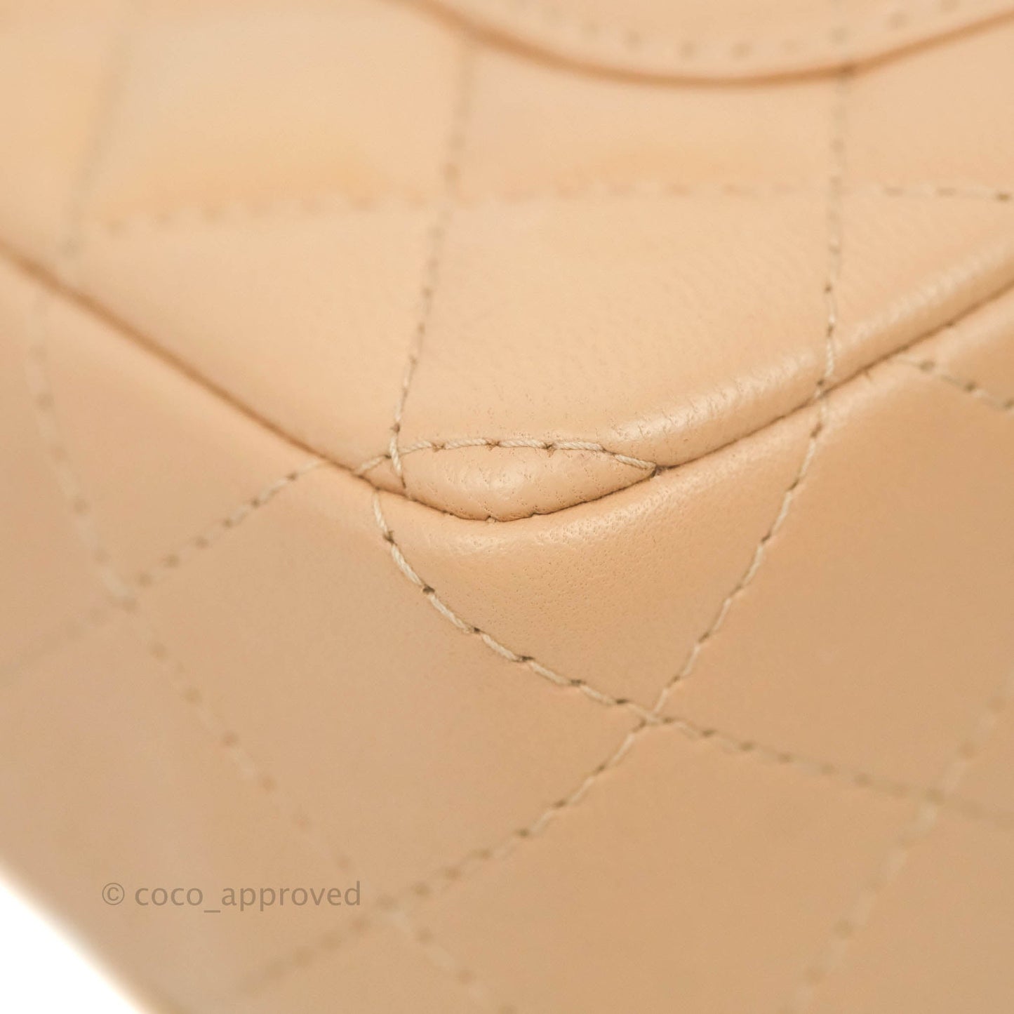 Chanel Quilted Mini Rectangular Flap Beige Lambskin Gold Hardware