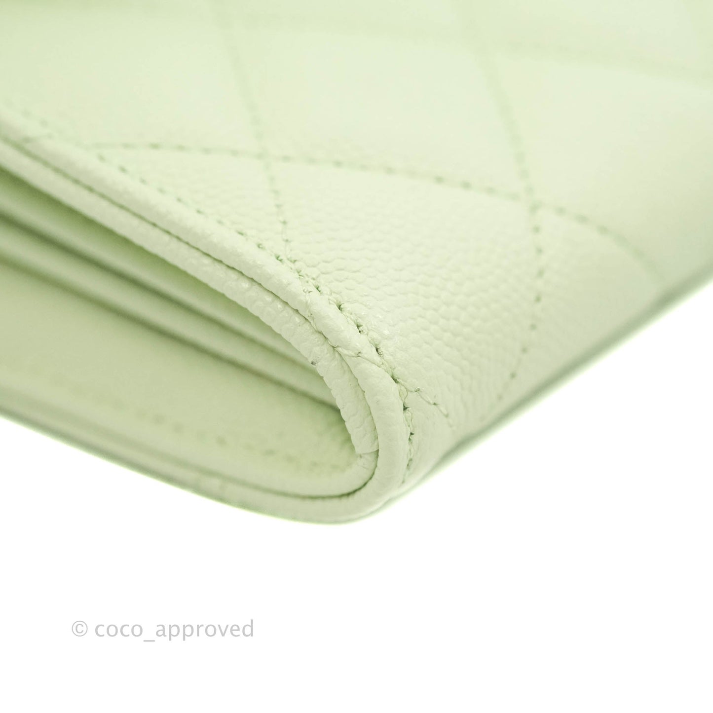 Chanel Caviar Quilted Long Flap Wallet Mint Green Caviar Gold Hardware 22C