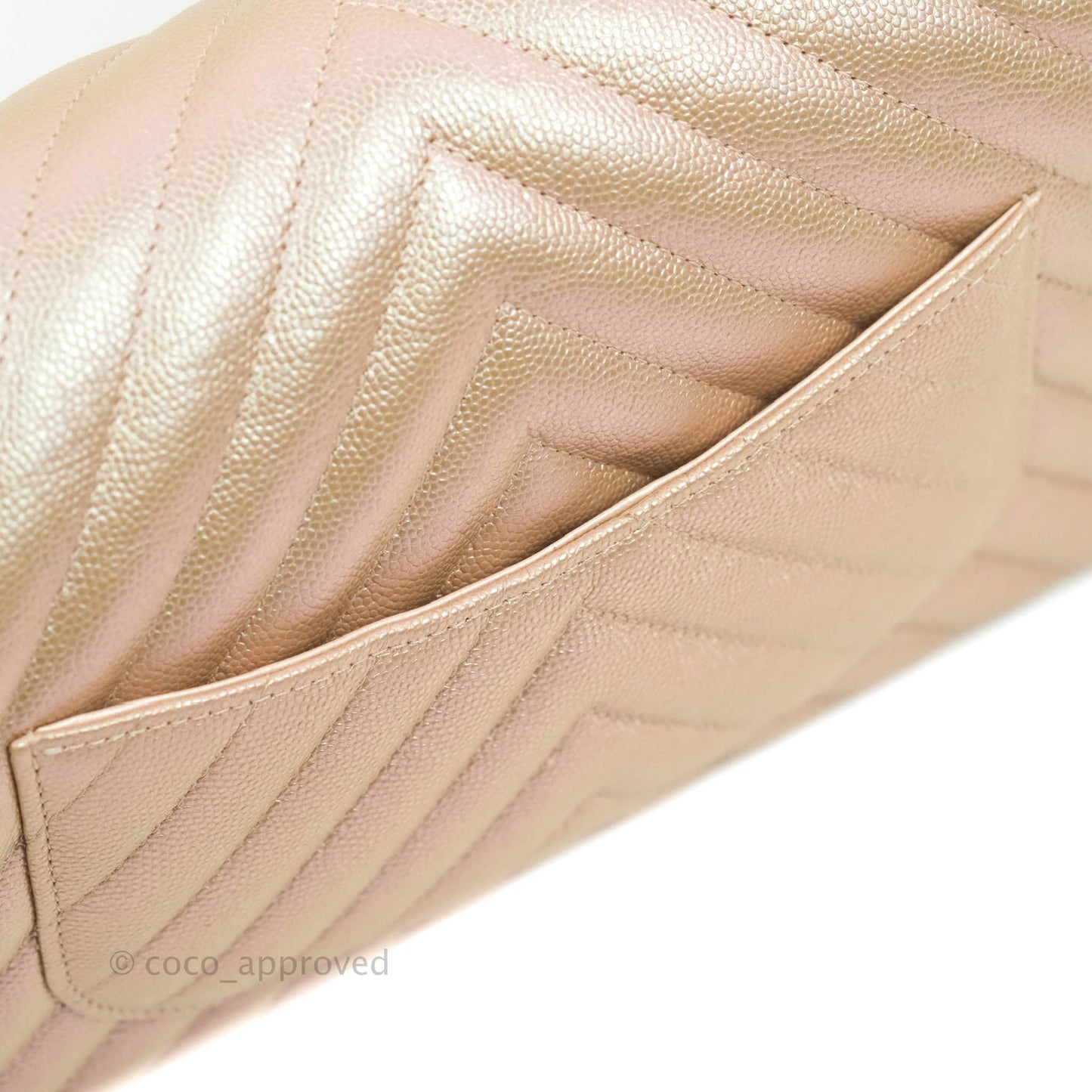 Chanel Classic M/L Medium Double Flap Iridescent Rose Gold Pink Caviar Silver Hardware 17B