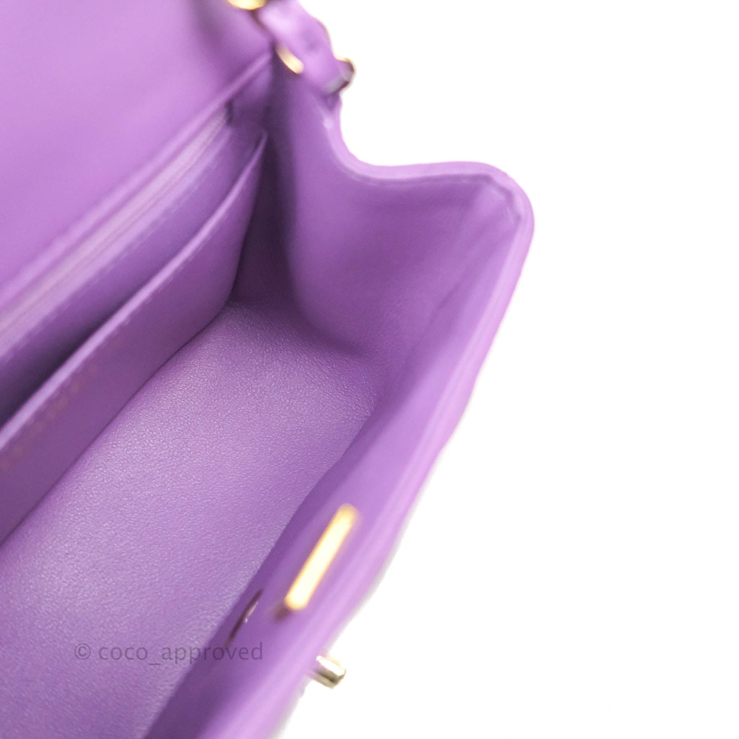 Chanel Mini Square Purple Lambskin Gold Hardware 22P
