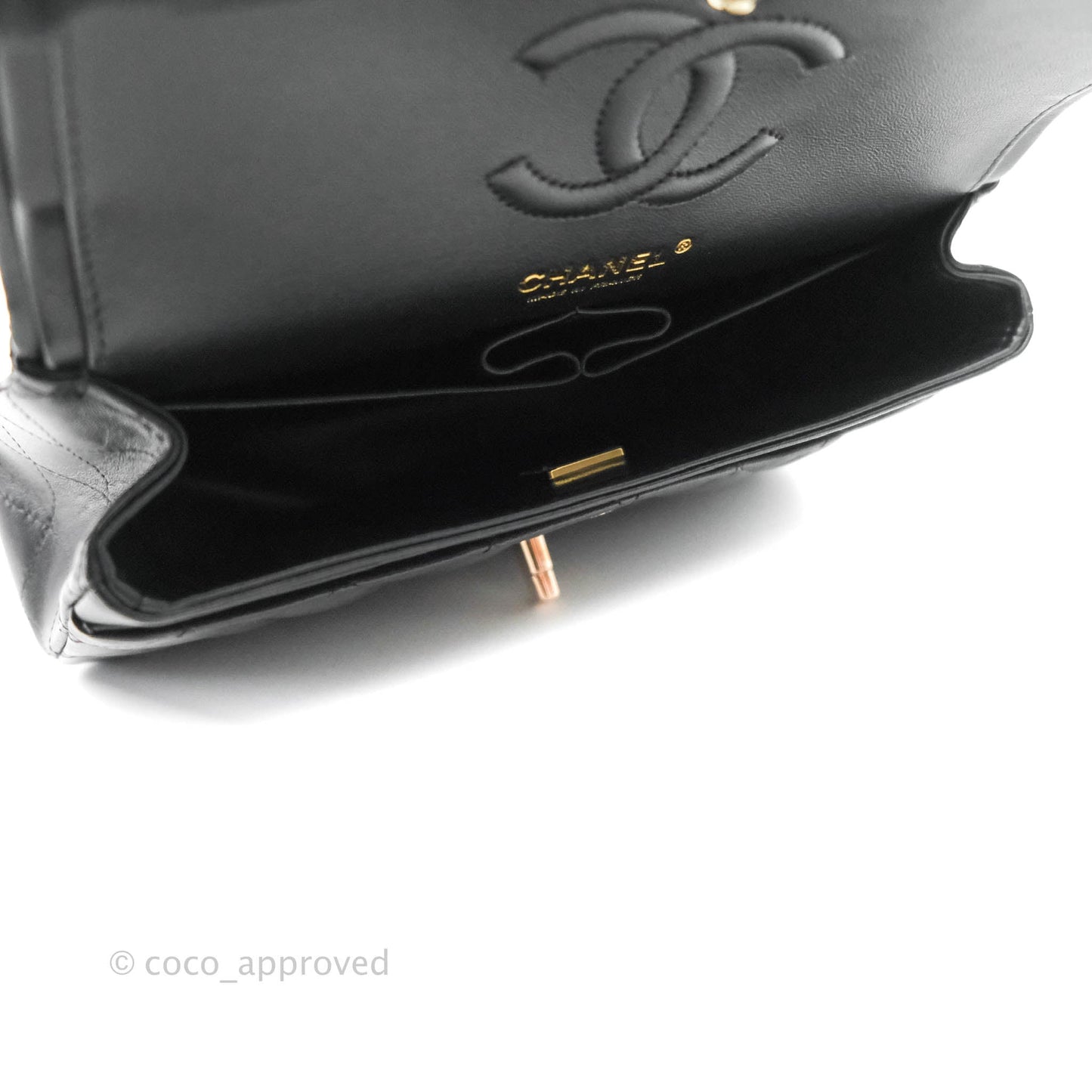 Chanel Classic Small S/M Flap Black Lambskin Rose Pink-Gold Hardware