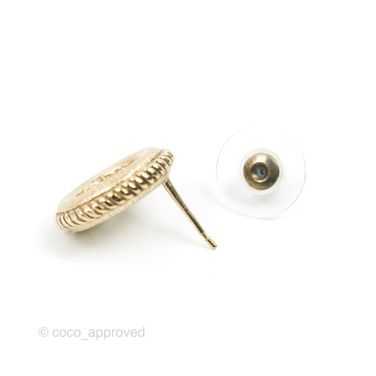 Chanel CC Twisted Round Earrings Gold Tone 17V