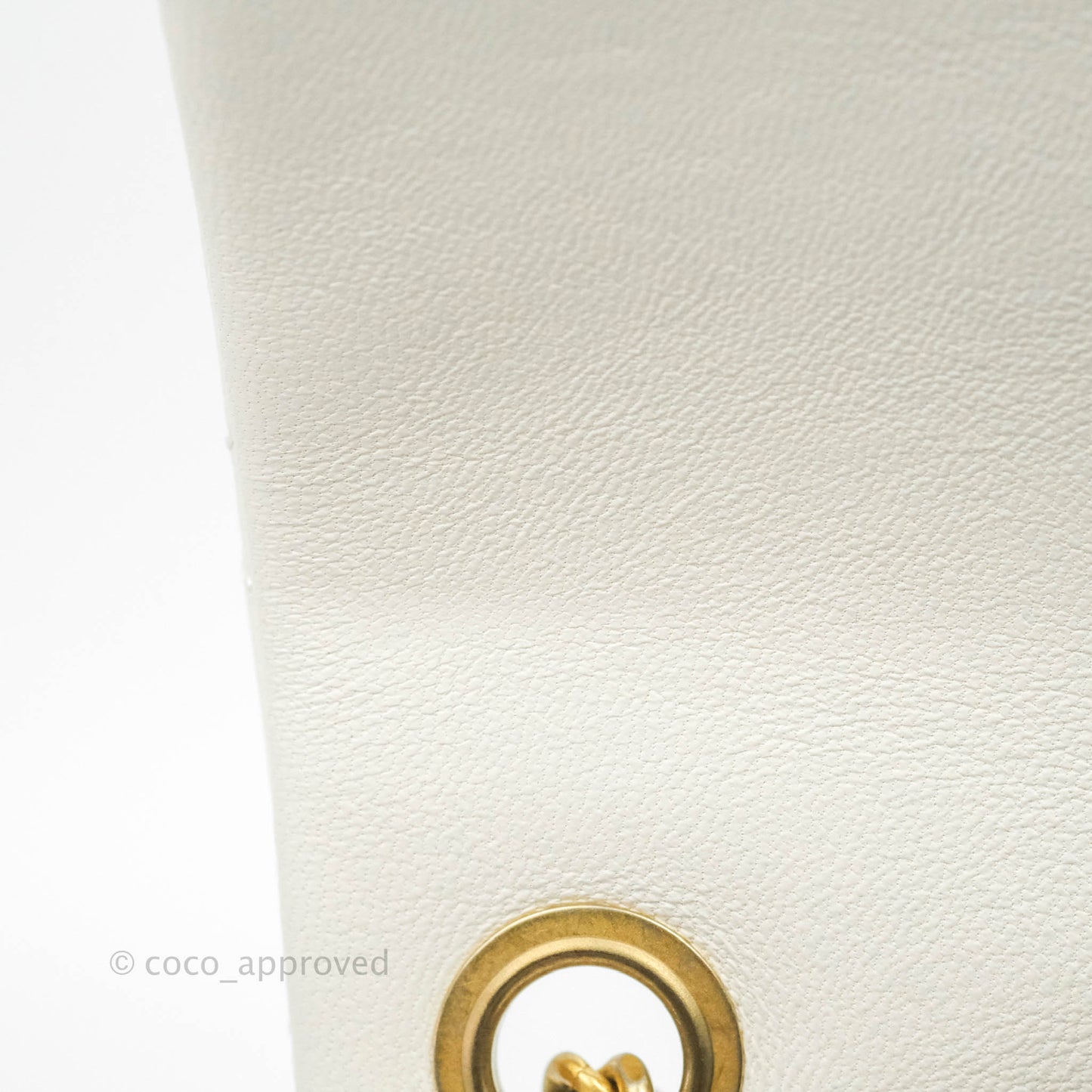 Chanel Mini Square Pearl Crush Quilted White Lambskin Gold Hardware