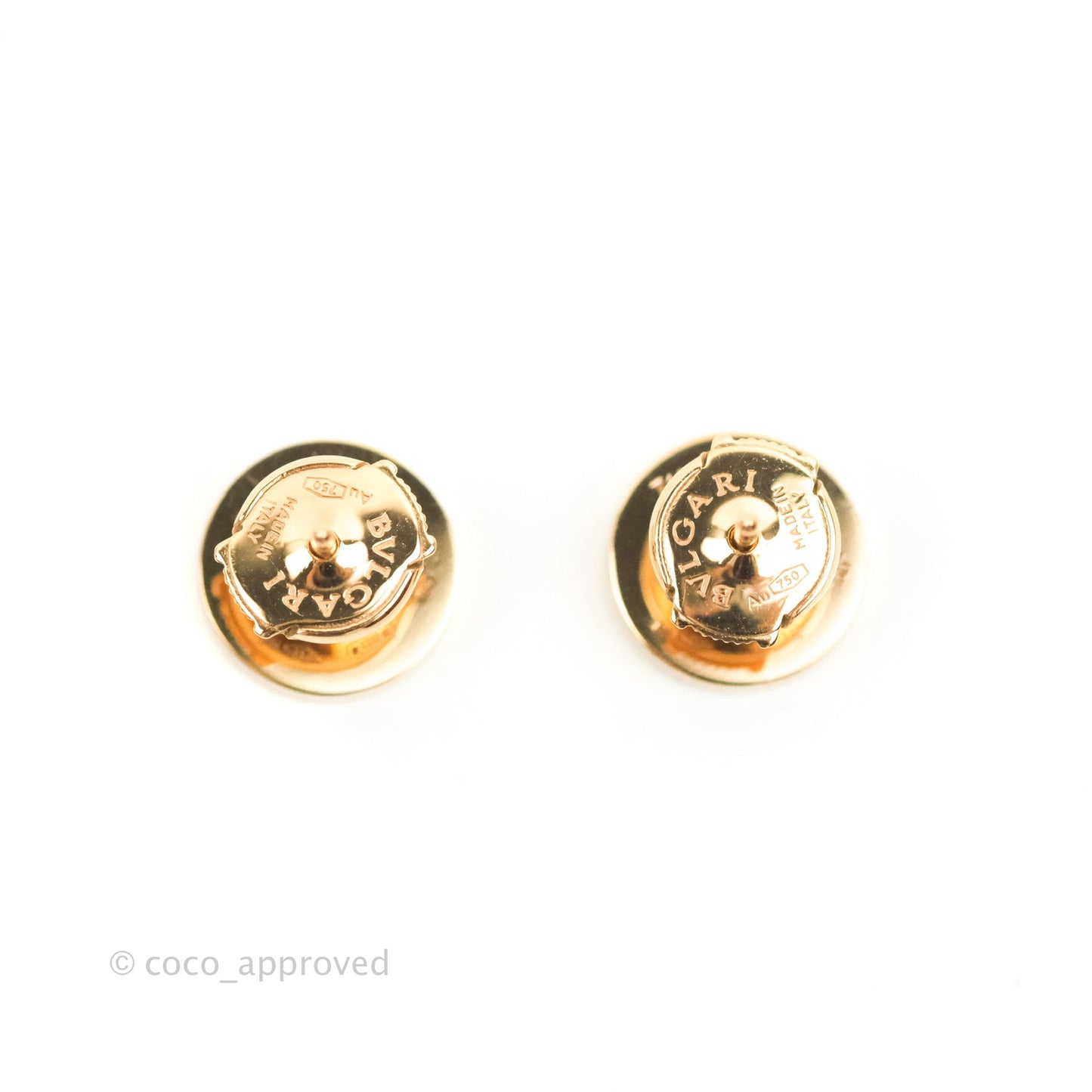 Bvlgaril Bulgari-Bulgari 18K Rose Gold Diamonds Round Earrings