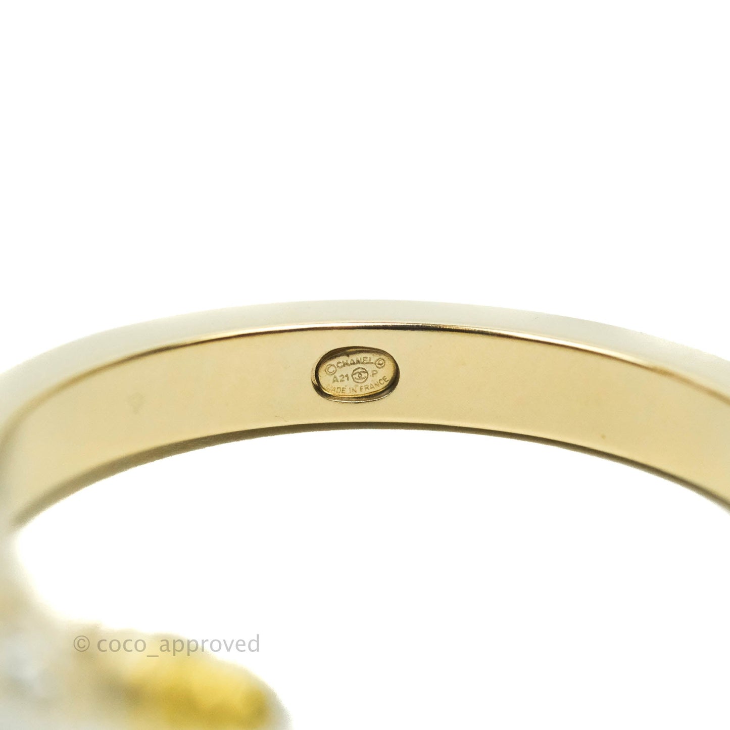 Chanel Crystal CC Engraving Hoop Earrings Gold 21B
