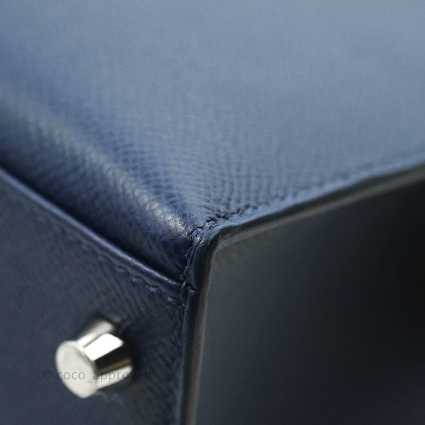 Hermès Kelly 28 Blue Epsom Palladium Hardware "Letter" Collection Limited Edition