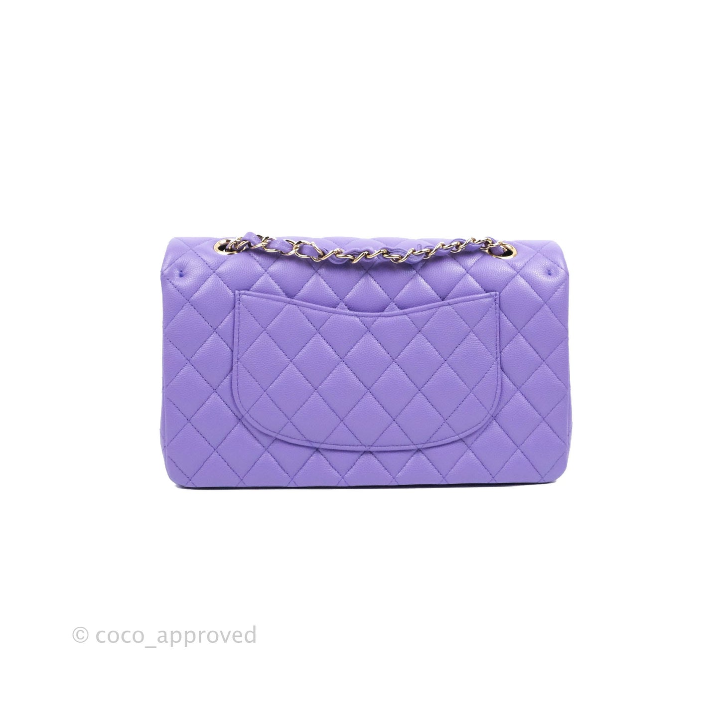 Chanel Classic M/L Medium Flap Quilted Purple Caviar Gold Hardware 20S