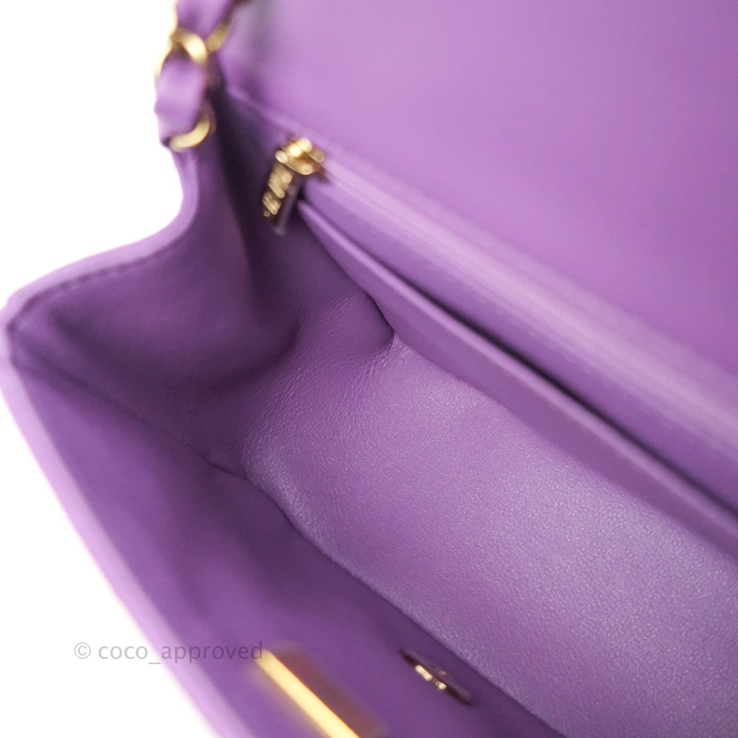 Chanel Mini Square Purple Lambskin Gold Hardware 22P