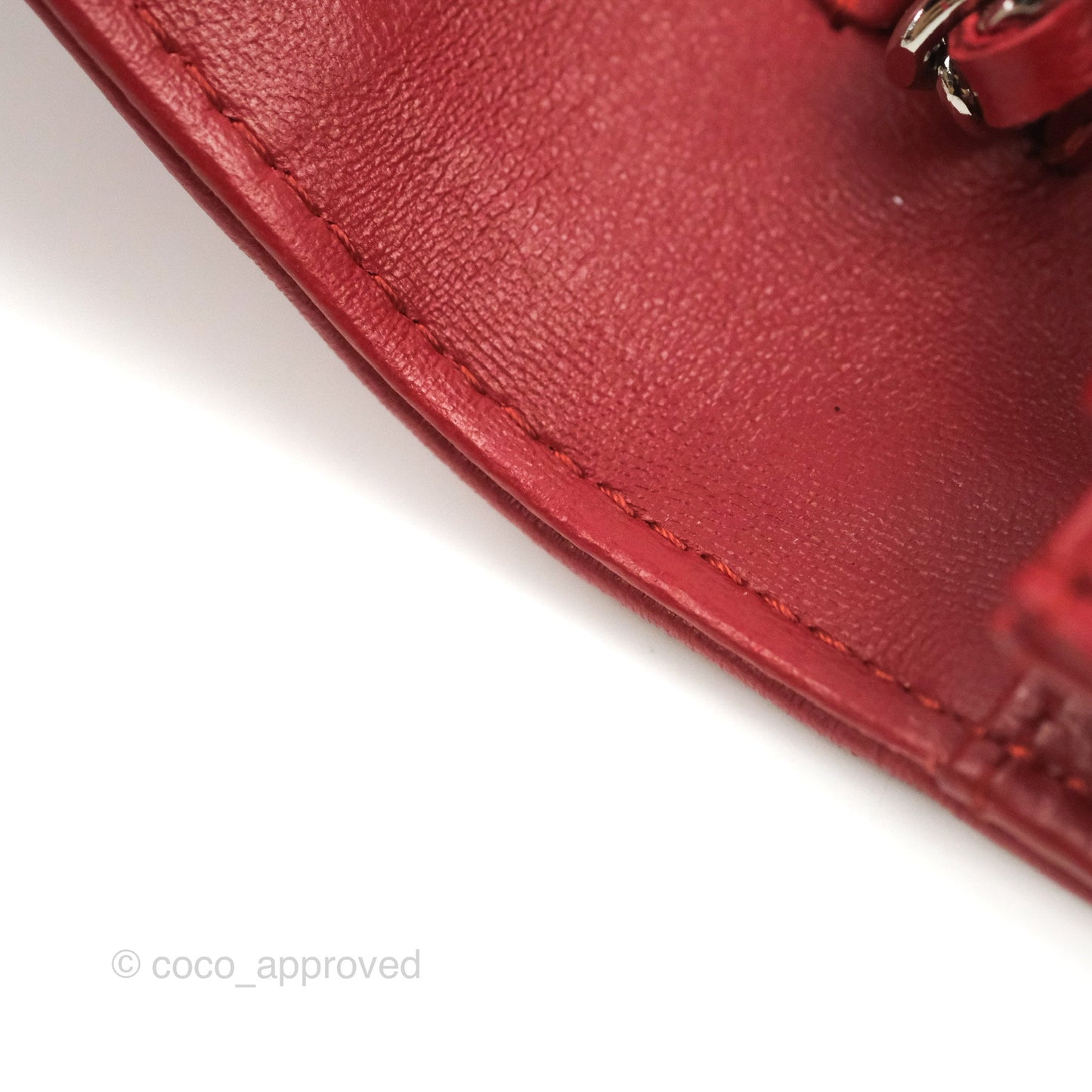 Chanel Camellia Embossed Wallet On Chain WOC Red Lambskin Silver Hardware