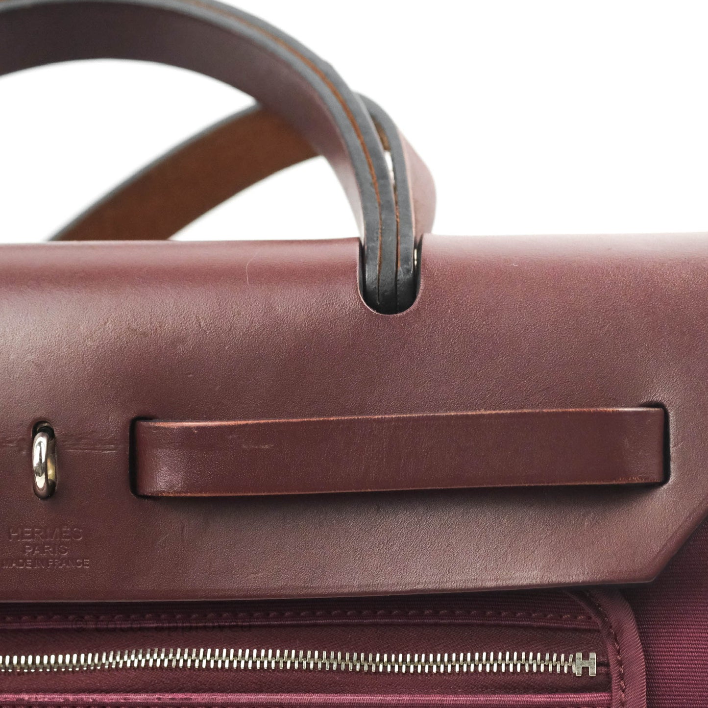 Hermès Herbag Zip 31 in Prune Hunter Cowhide & Canvas Palladium Hardware
