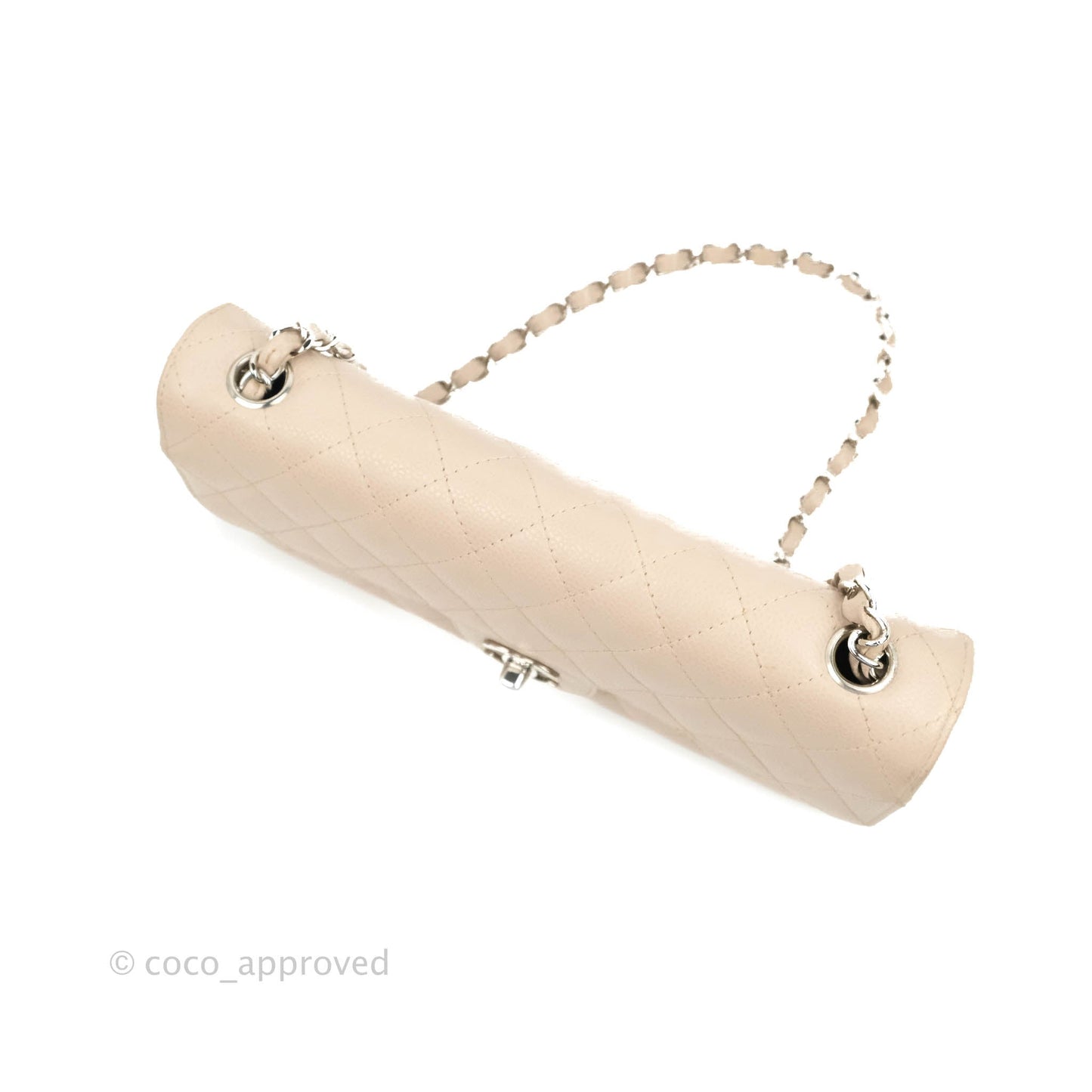 Chanel Quilted East West Flap Pale Pink Caviar Silver Hardware