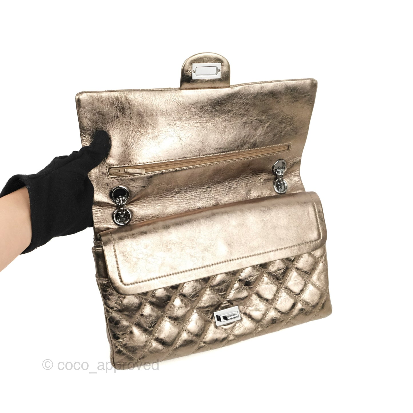 Chanel Reissue 226 Quilted Metallic Calfskin Copper Gold