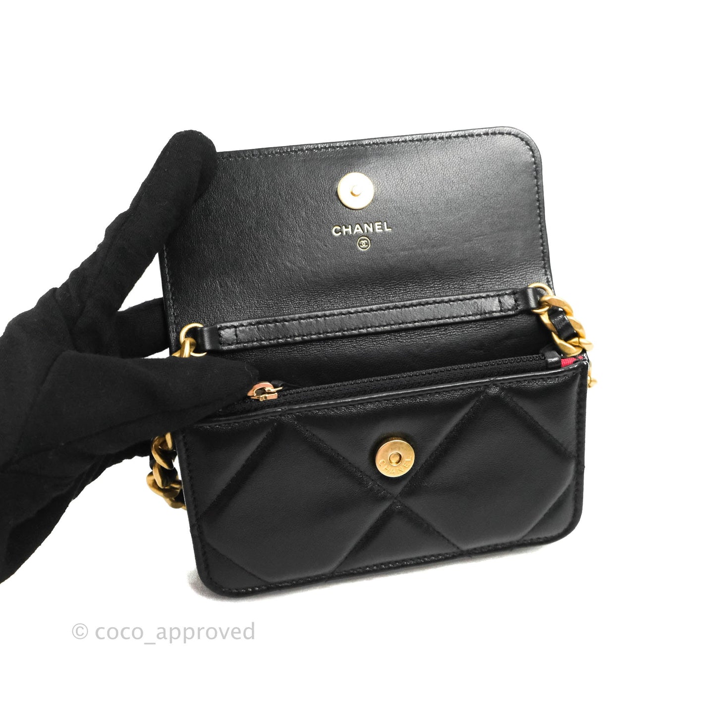 Chanel 19 Mini Clutch with Chain Black Lambskin Mixed Hardware
