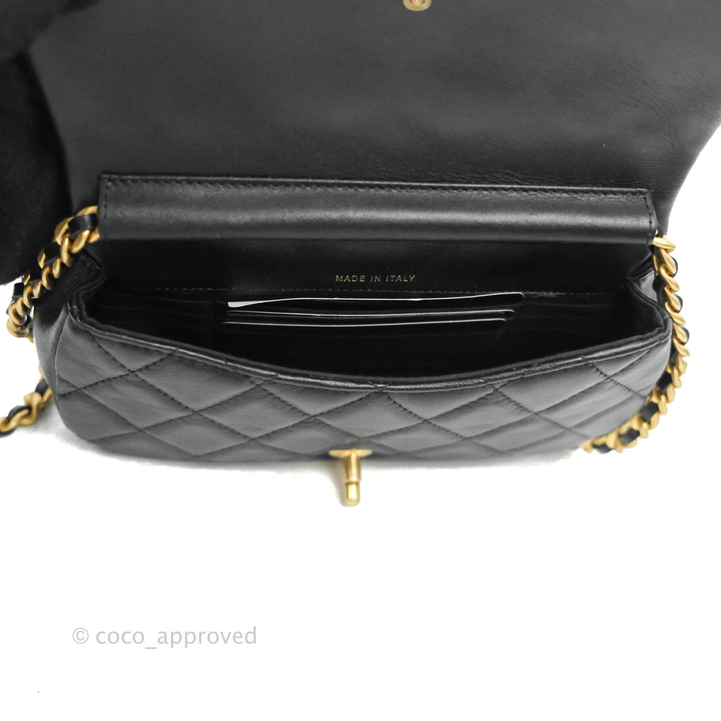 Chanel Clutch with Chain Black Calfskin Aged Gold Hardware