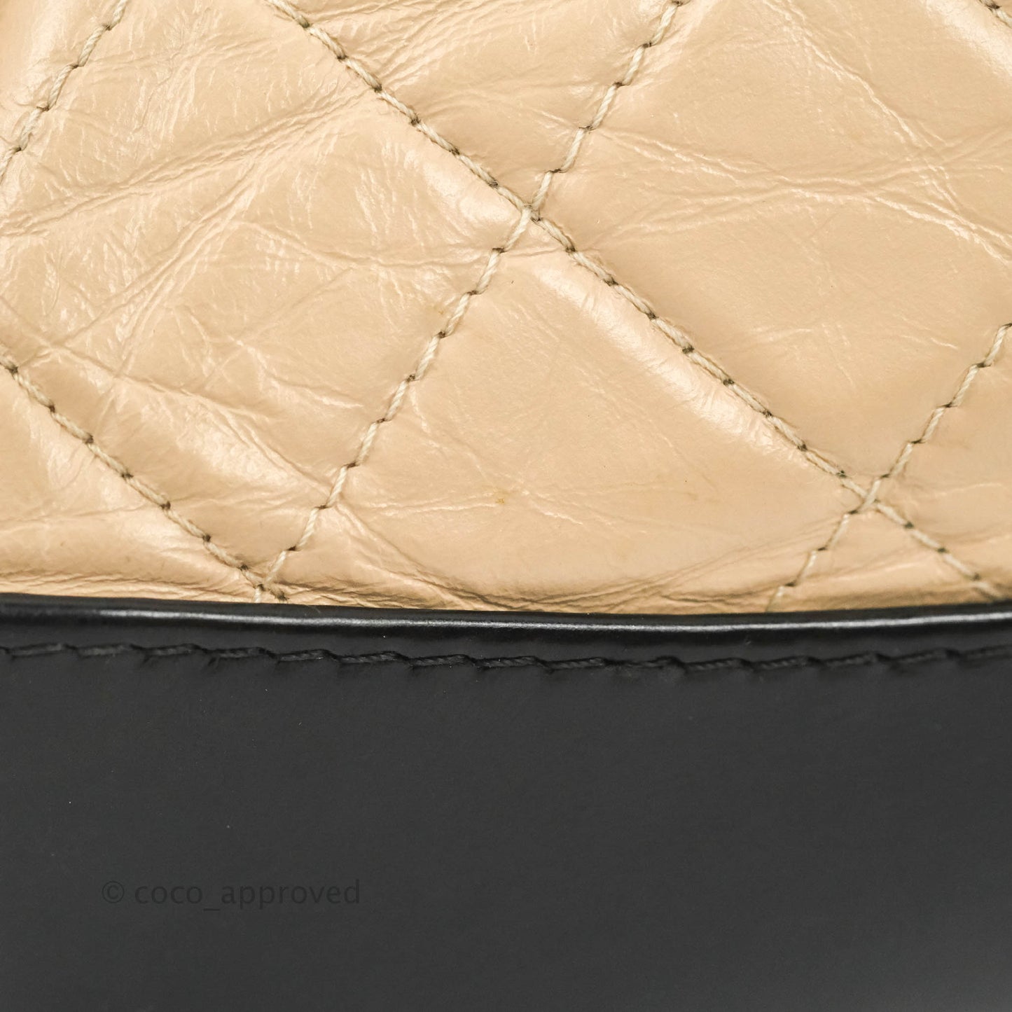 Chanel Small Gabrielle Backpack Beige Black Aged Calfskin