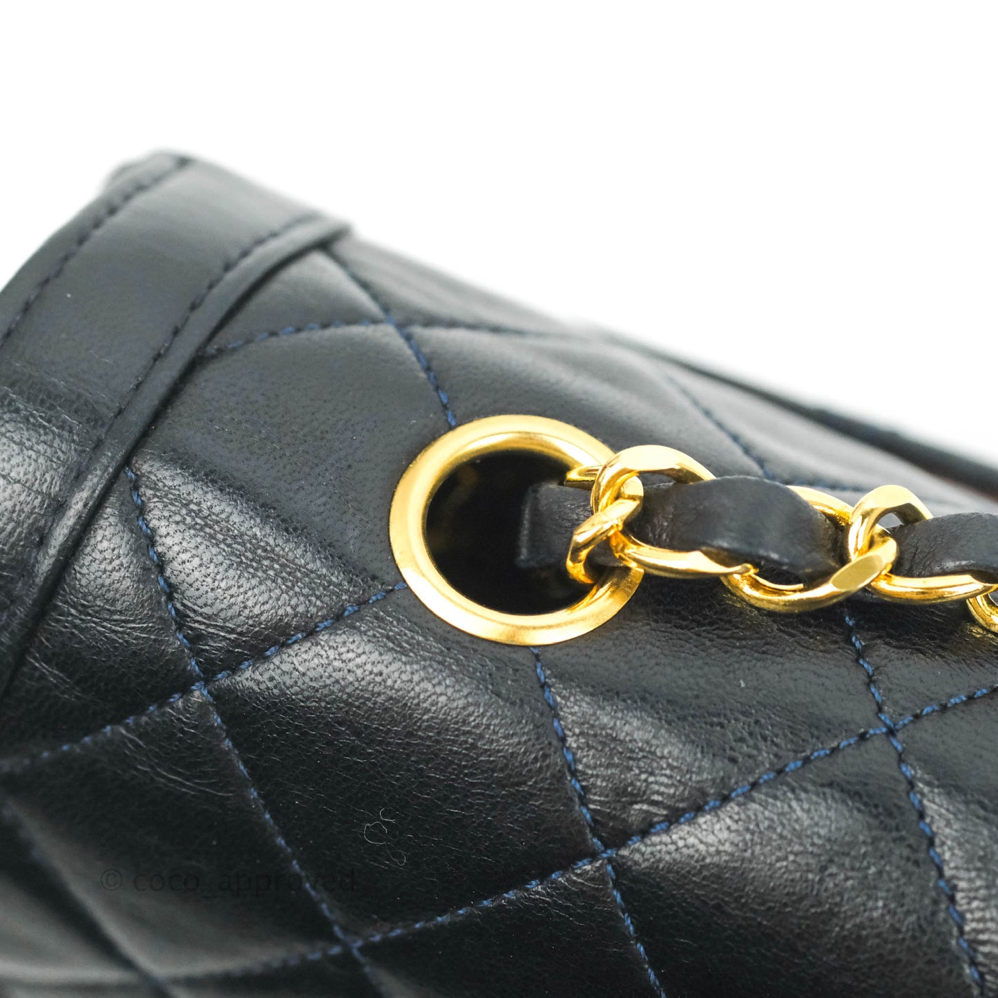 Chanel Vintage Quilted Flap Bag Navy Lambskin 24K Gold Hardware
