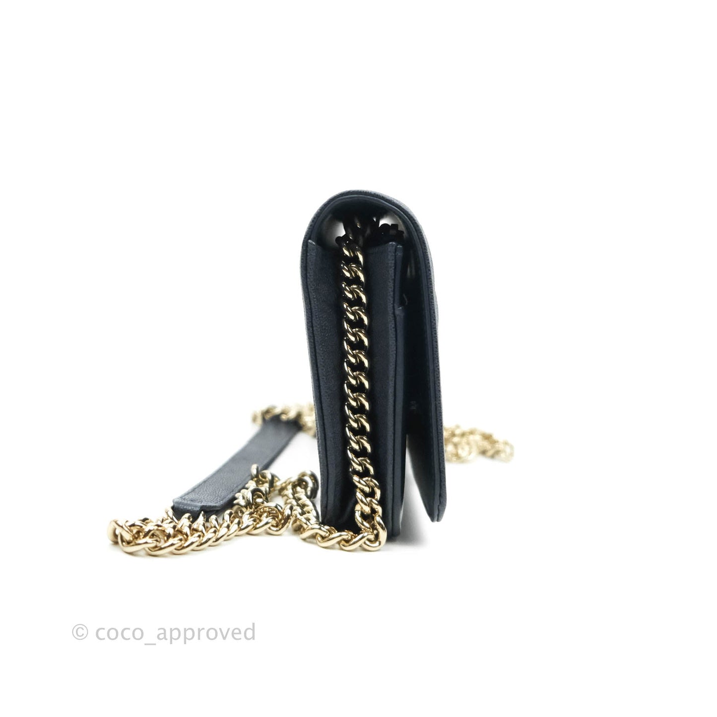 Chanel Quilted Boy Wallet on Chain WOC Navy Caviar Gold Hardware