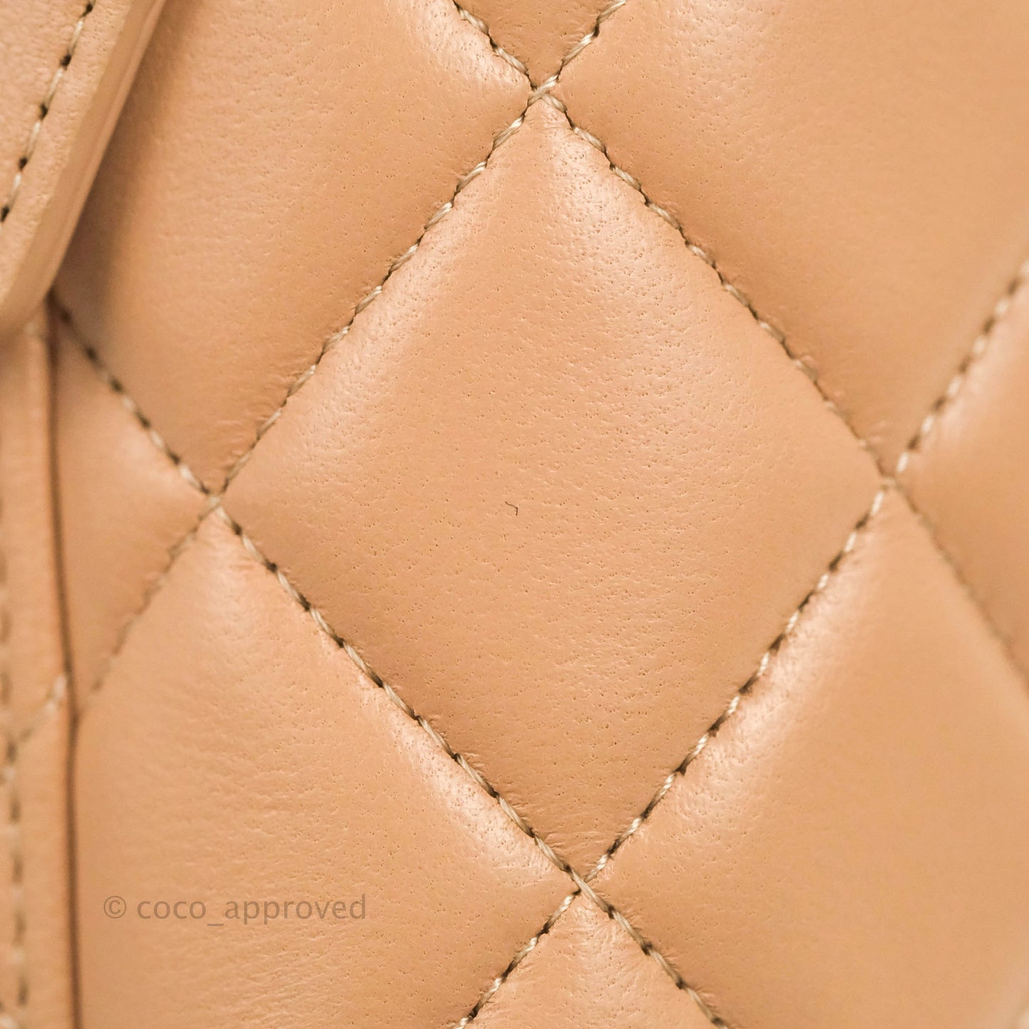 Chanel Vanity Rectangular Top Handle Beige Lambskin Gold Hardware