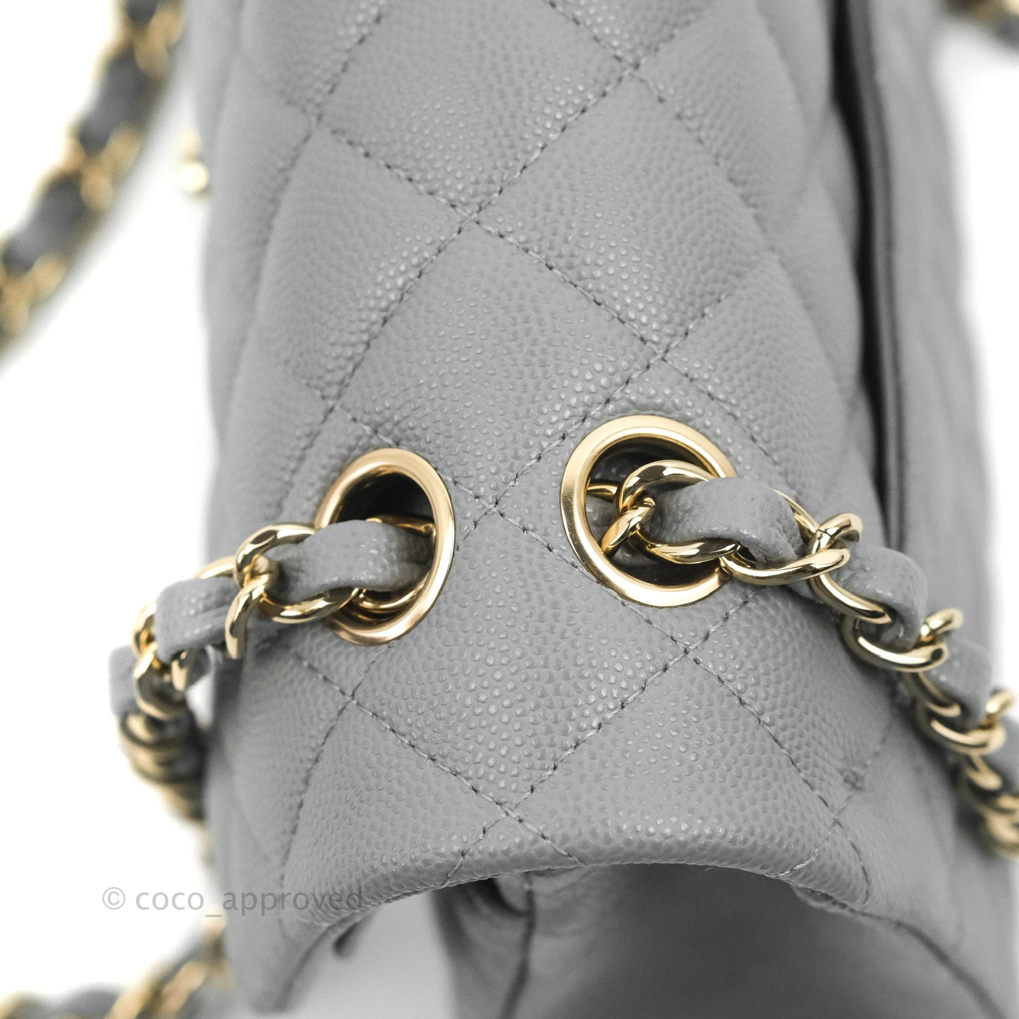 Chanel Small Classic Quilted Flap Grey Caviar Gold Hardware 20C
