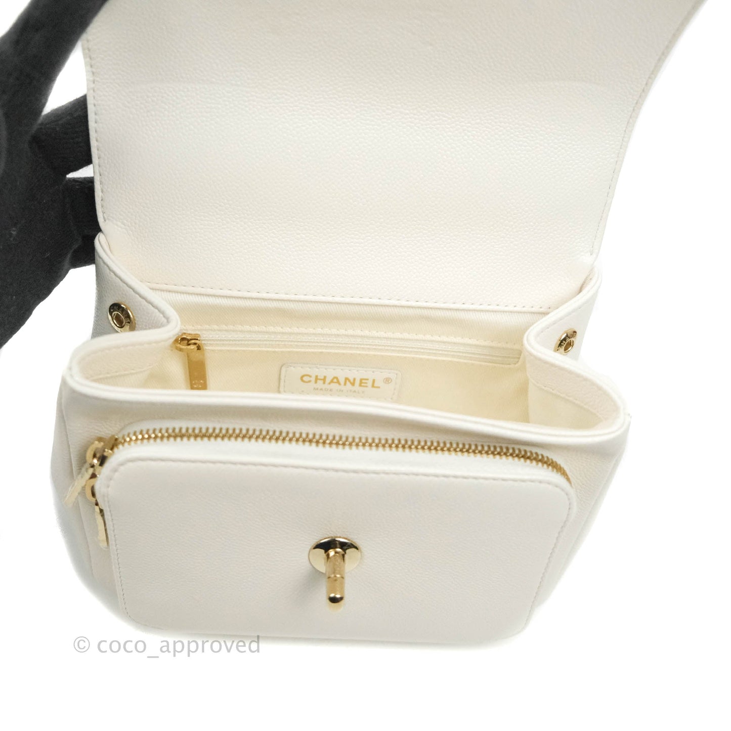 Chanel Quilted Small Business Affinity Flap White Caviar Gold Hardware
